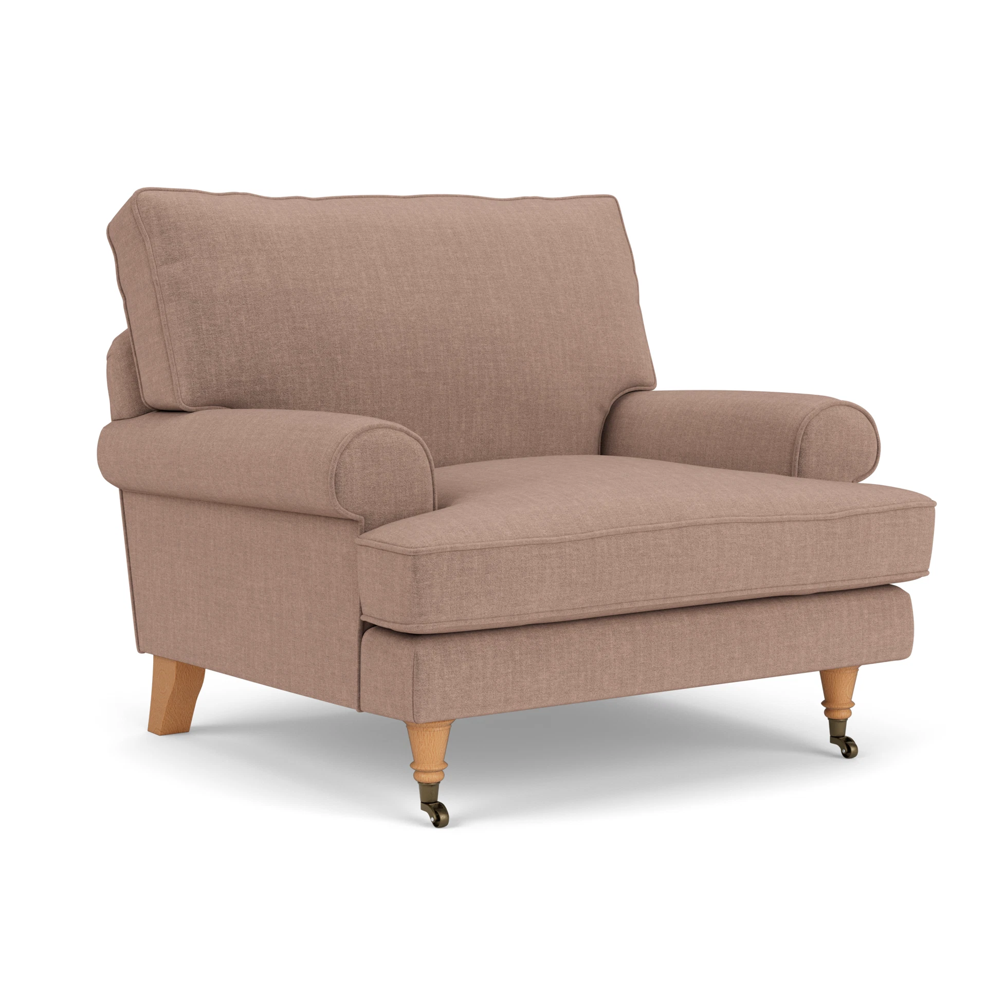Stewart Armchair in Eco Chenille - Dusky Rose with Light legs