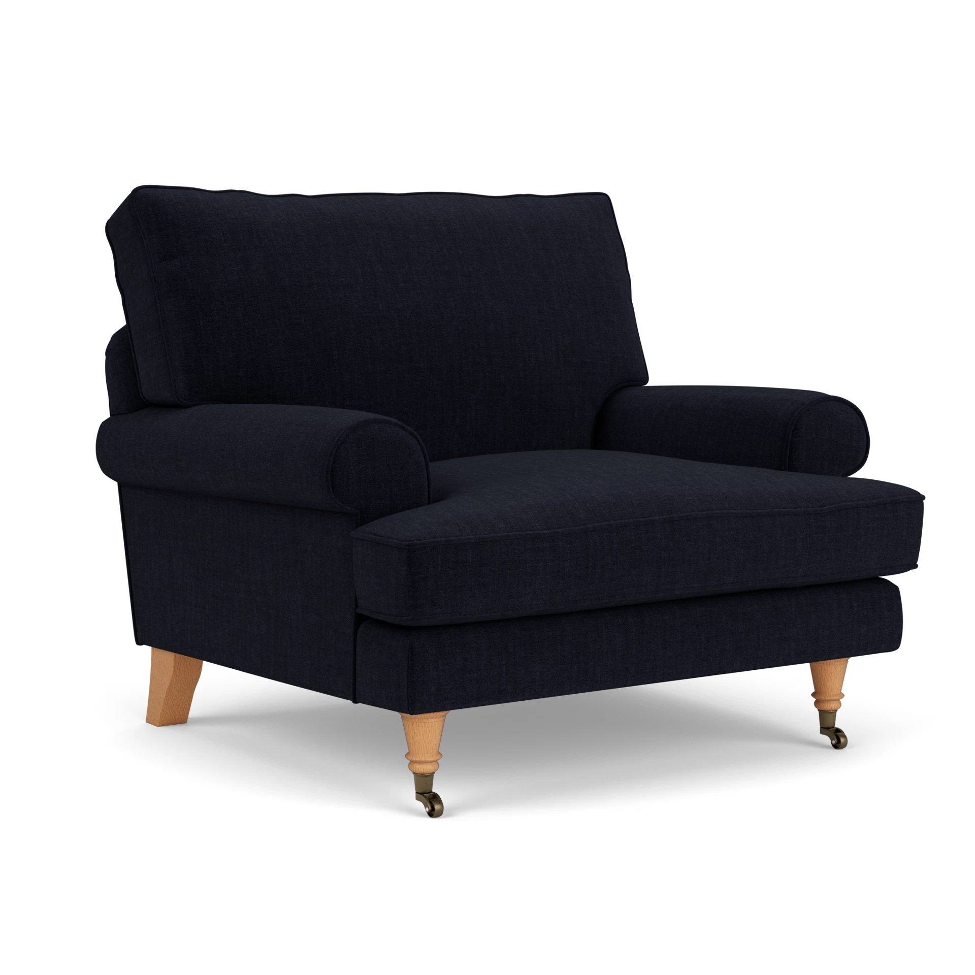Stewart Armchair in Eco Chenille - Ink with Light legs