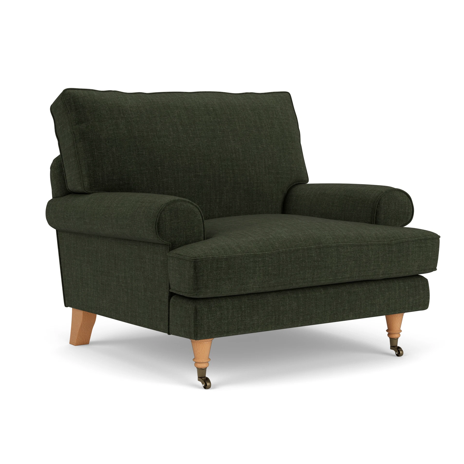 Stewart Armchair in Eco Chenille - Moss with Light legs