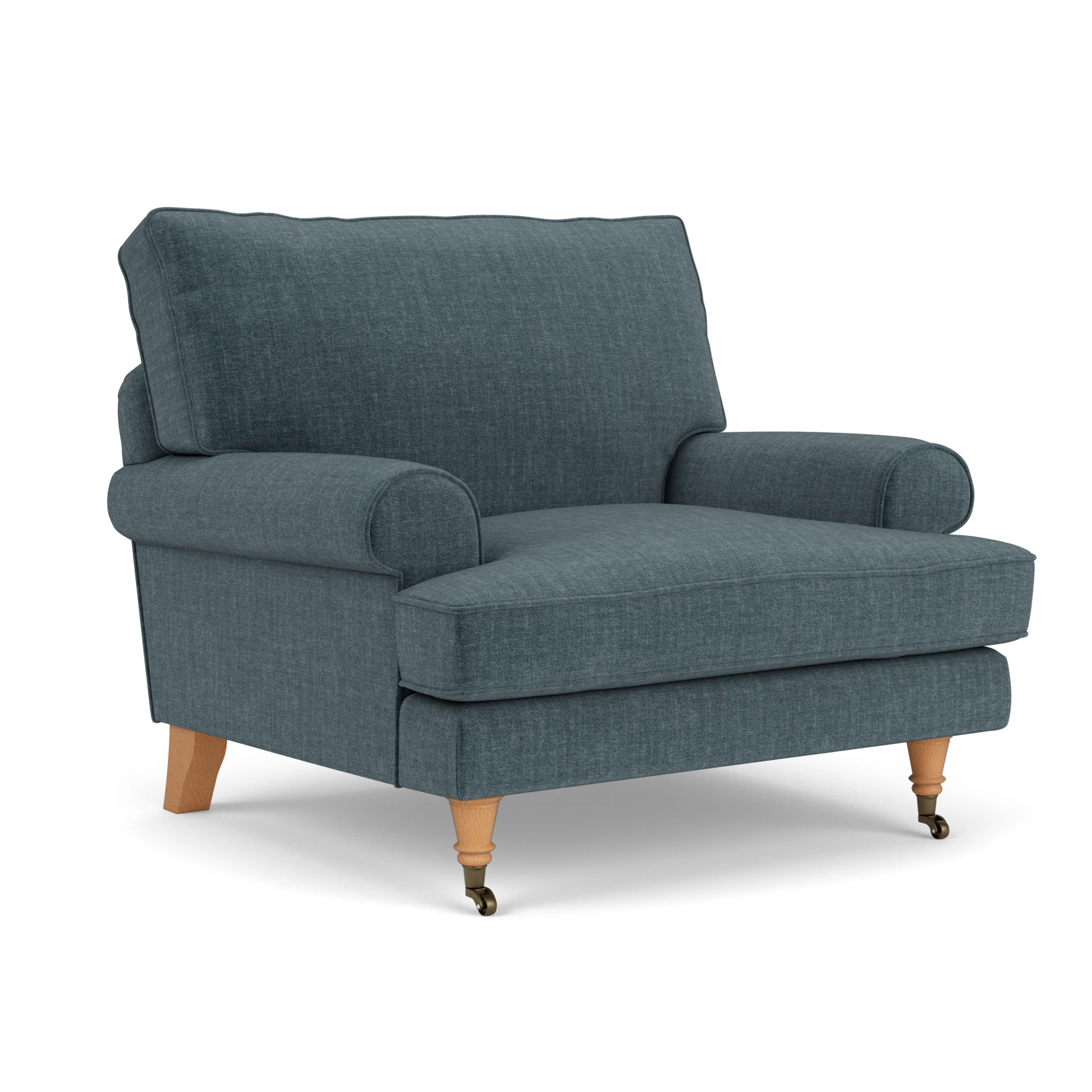 Stewart Armchair in Eco Chenille - Teal with Light legs
