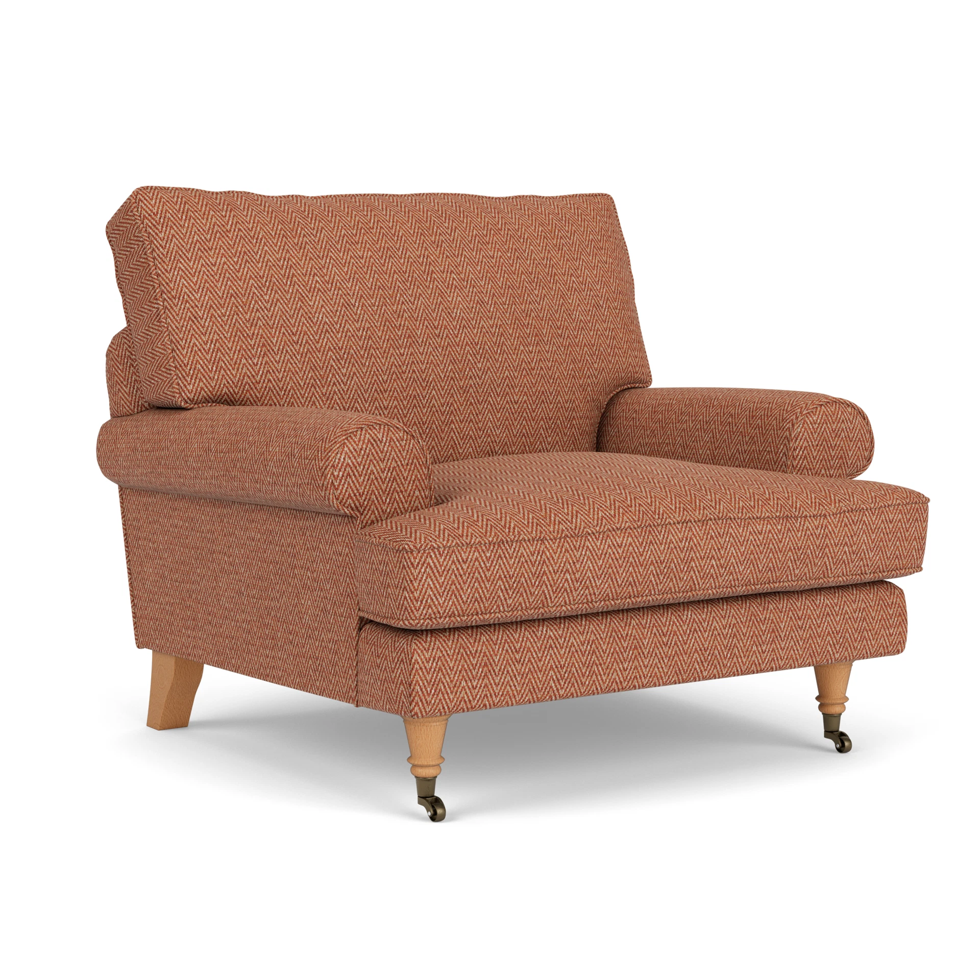 Stewart Armchair in Herringbone Weave - Brick with Light legs