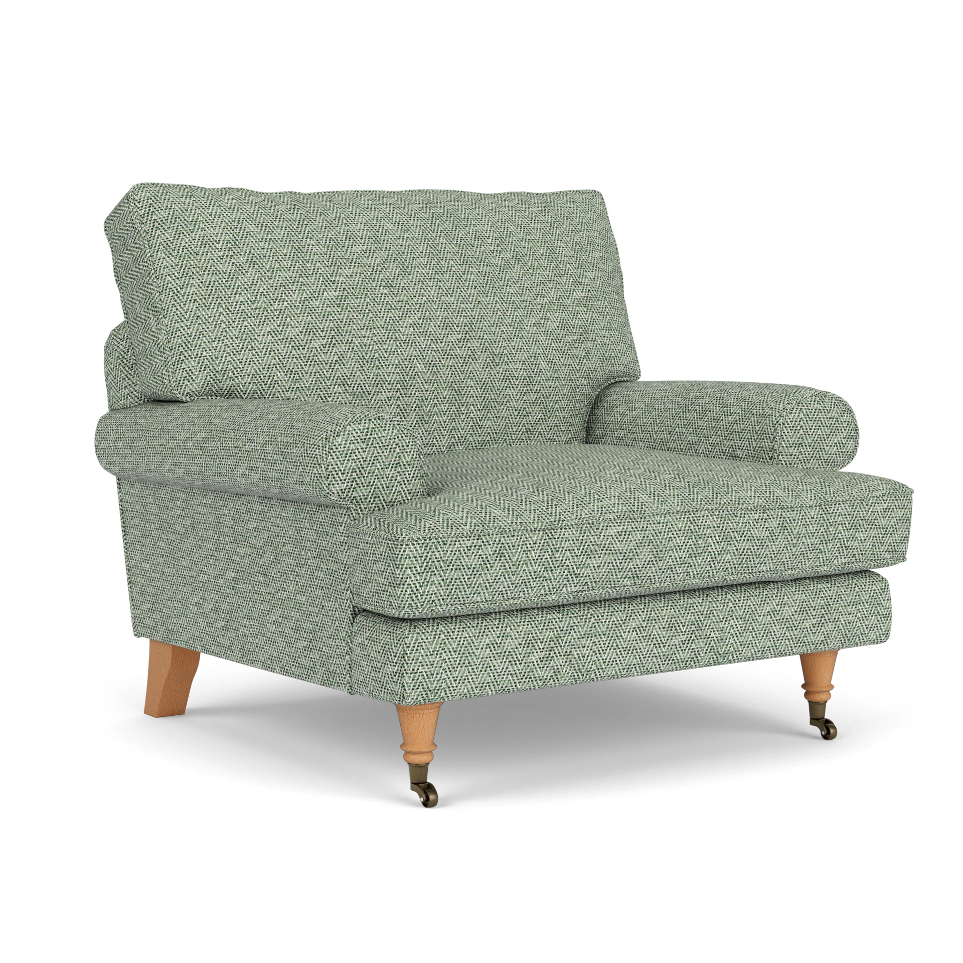 Stewart Armchair in Herringbone Weave - Lake with Light legs