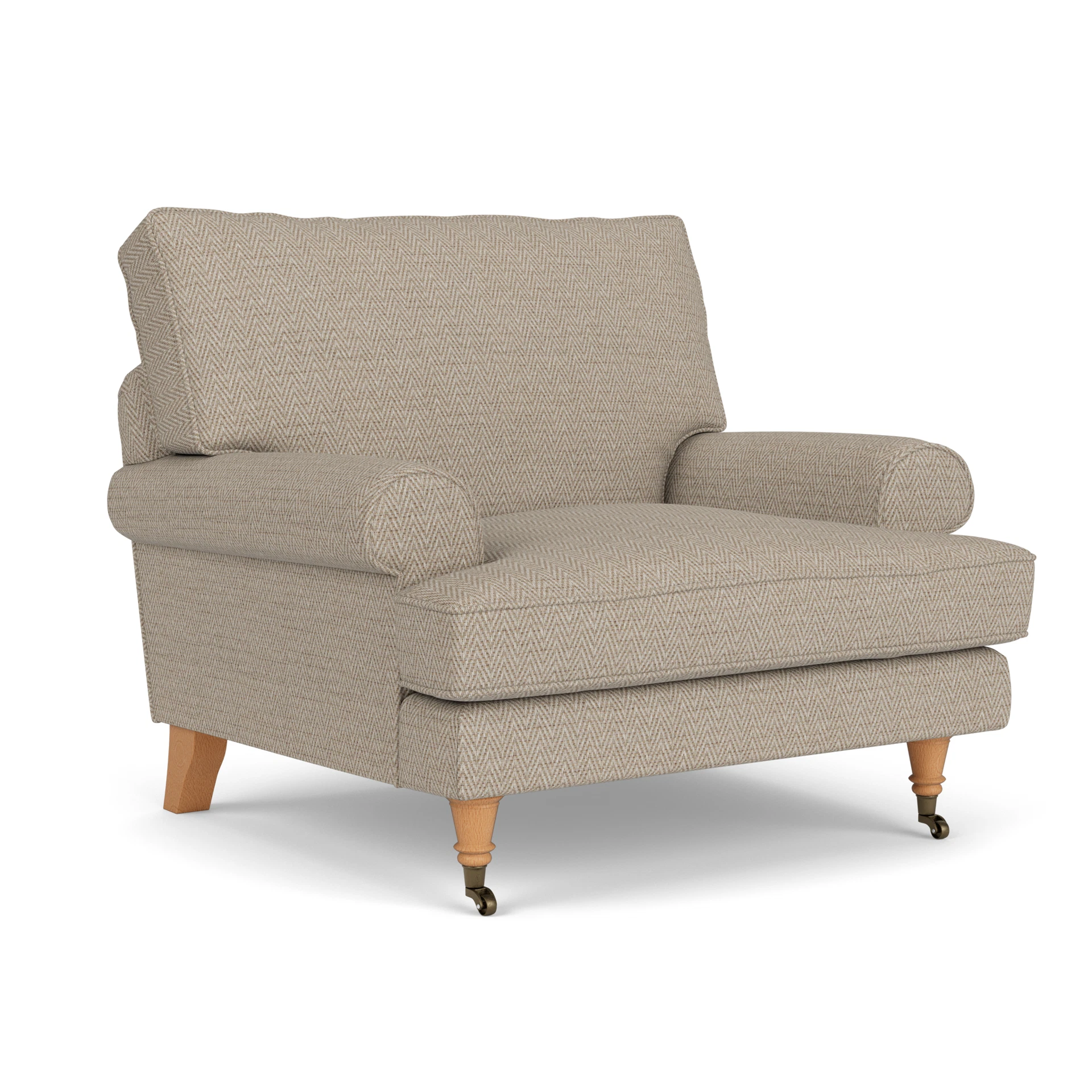 Stewart Armchair in Herringbone Weave - Natural with Light legs