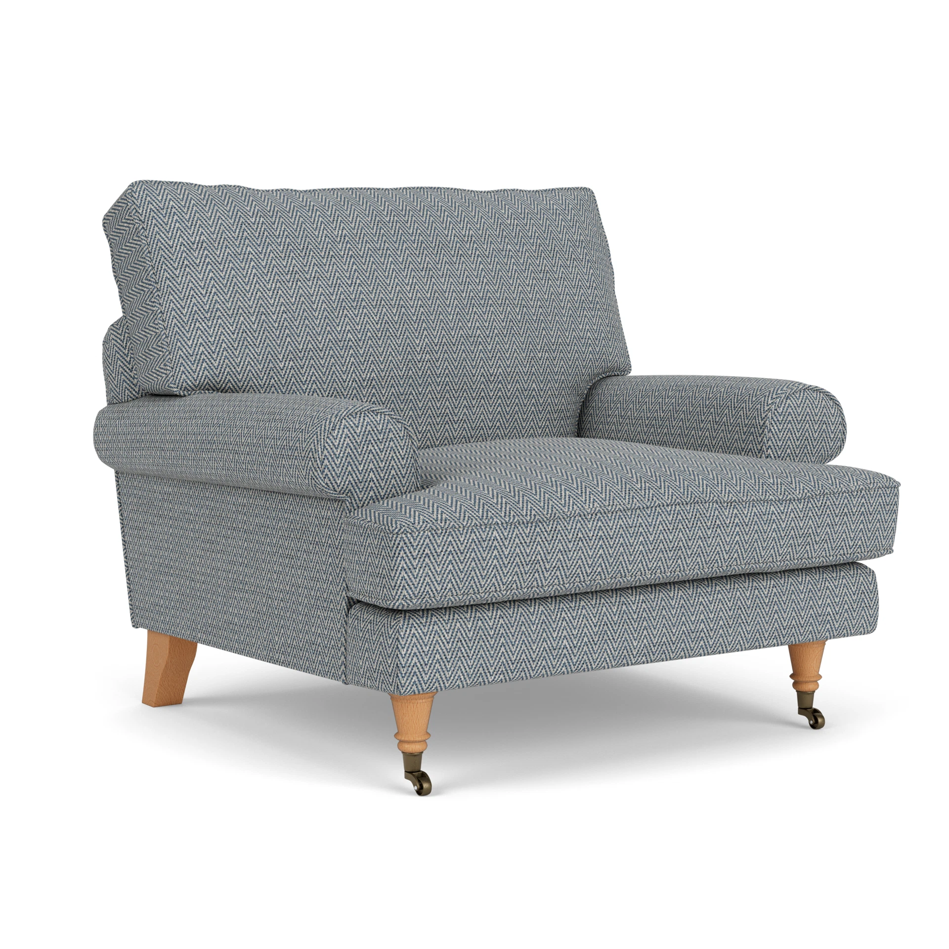 Stewart Armchair in Herringbone Weave - Navy with Light legs