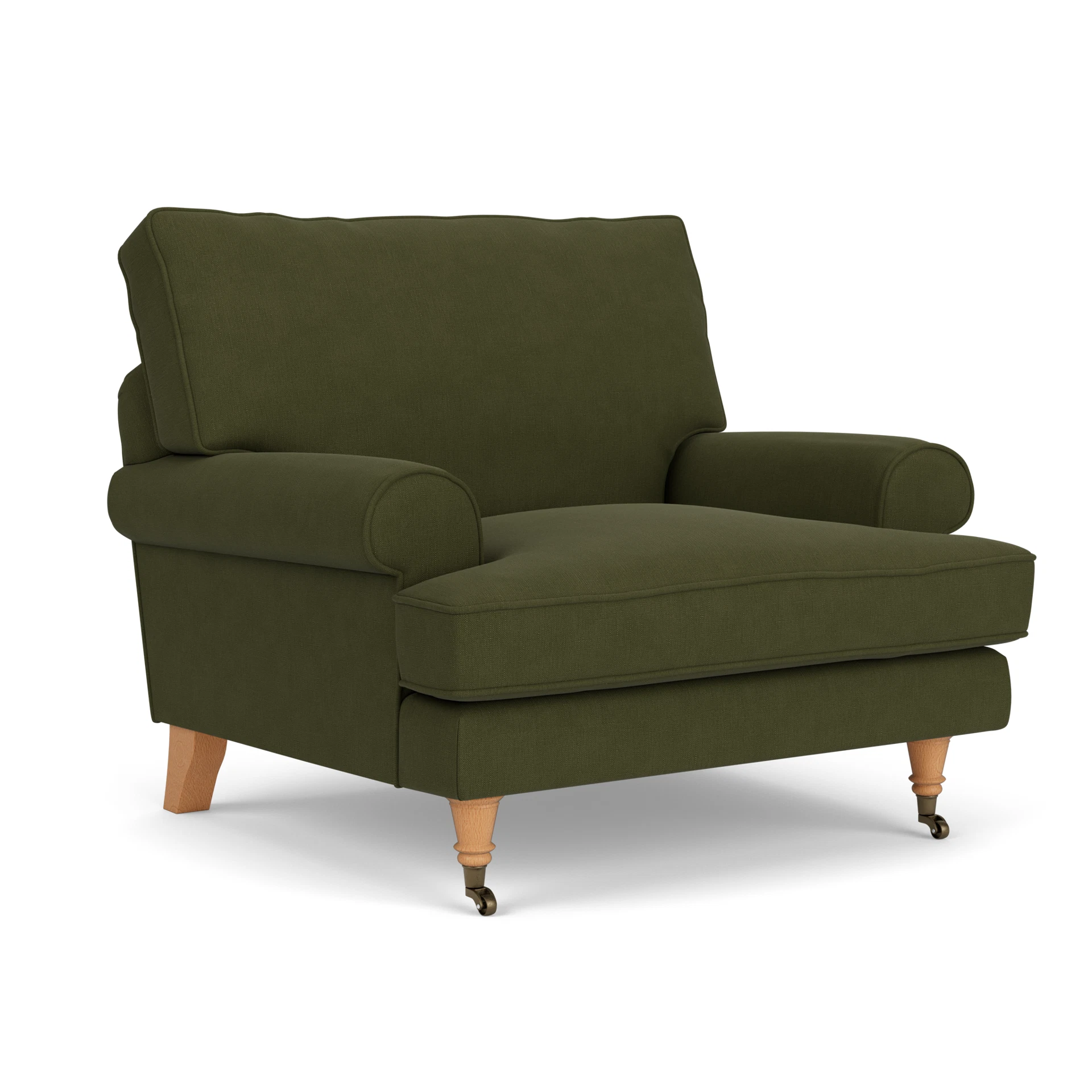 Stewart Armchair in House Linen Mix - Forest Green with Light legs