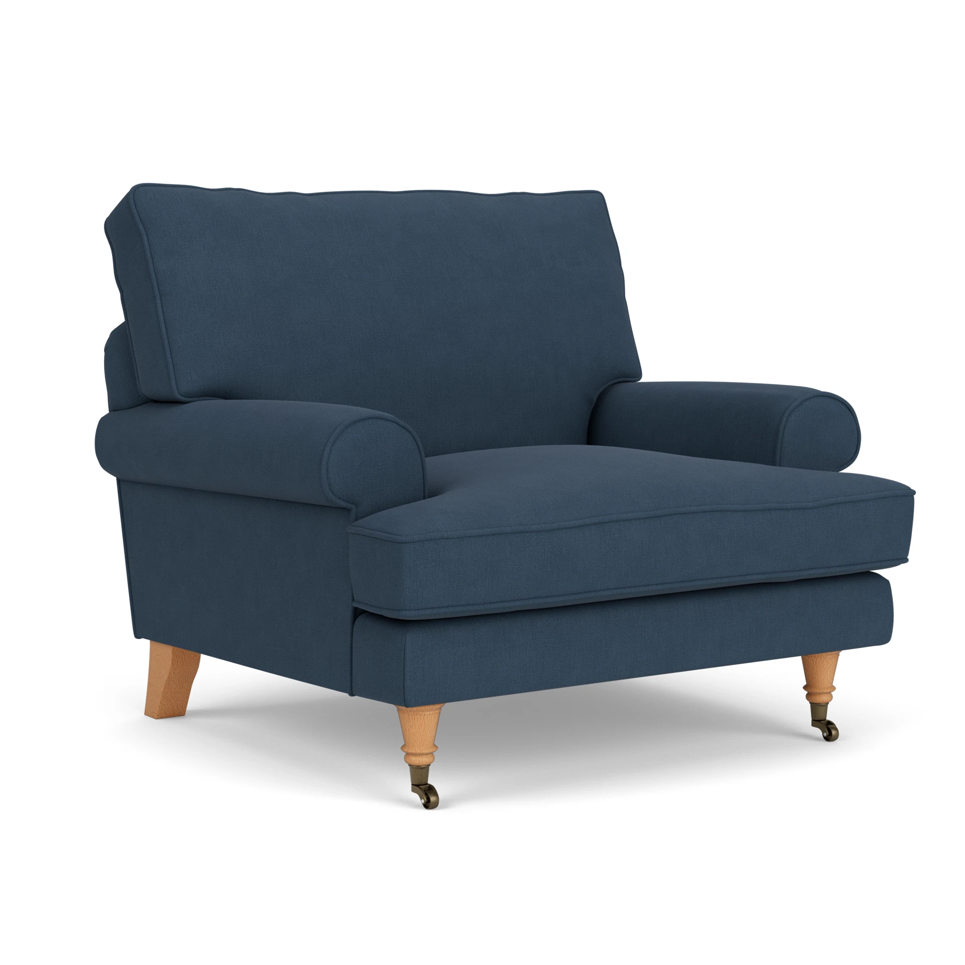 Stewart Armchair in House Linen Mix - Indigo with Light legs