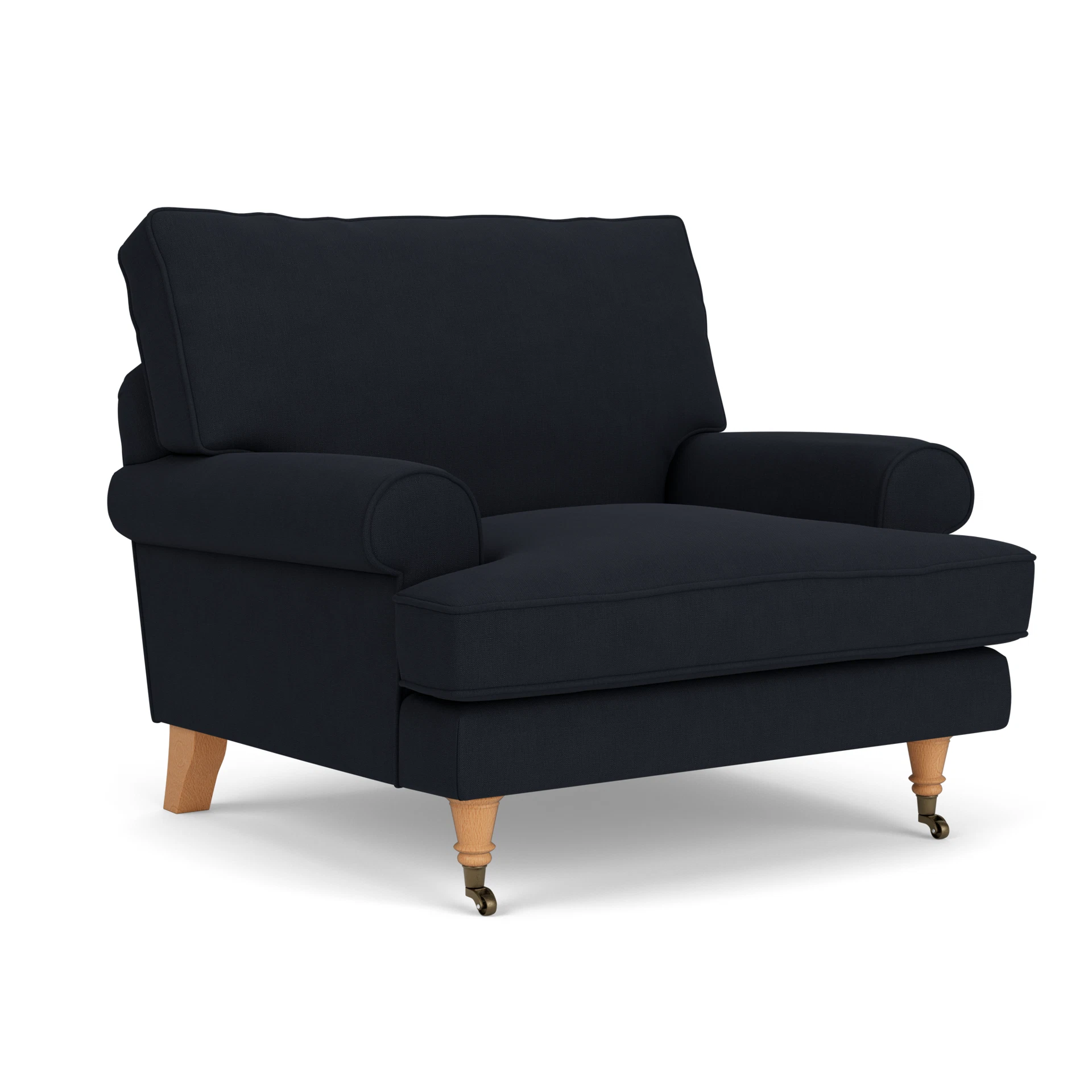 Stewart Armchair in House Linen Mix - Ink with Light legs
