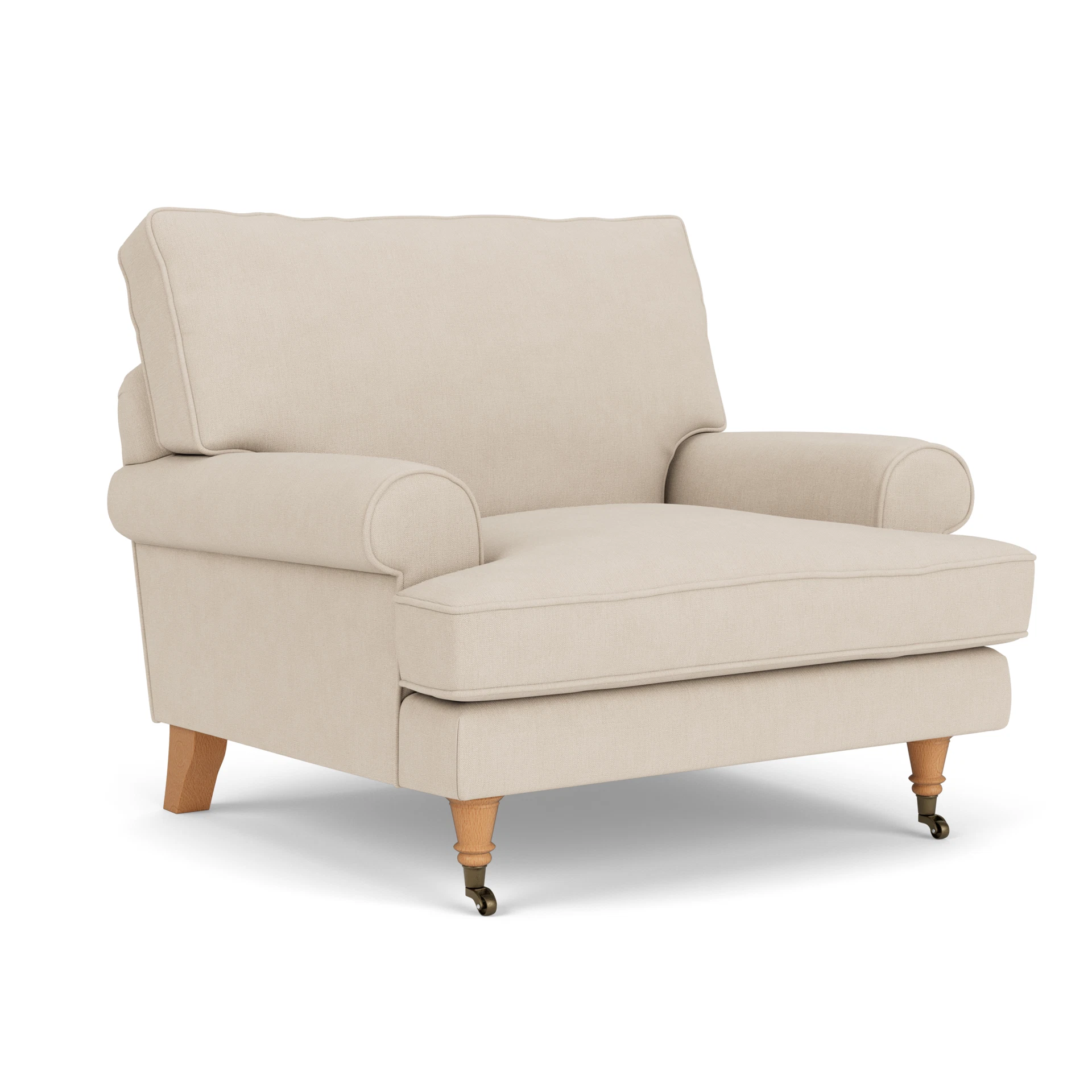 Stewart Armchair in House Linen Mix - Lily White with Light legs