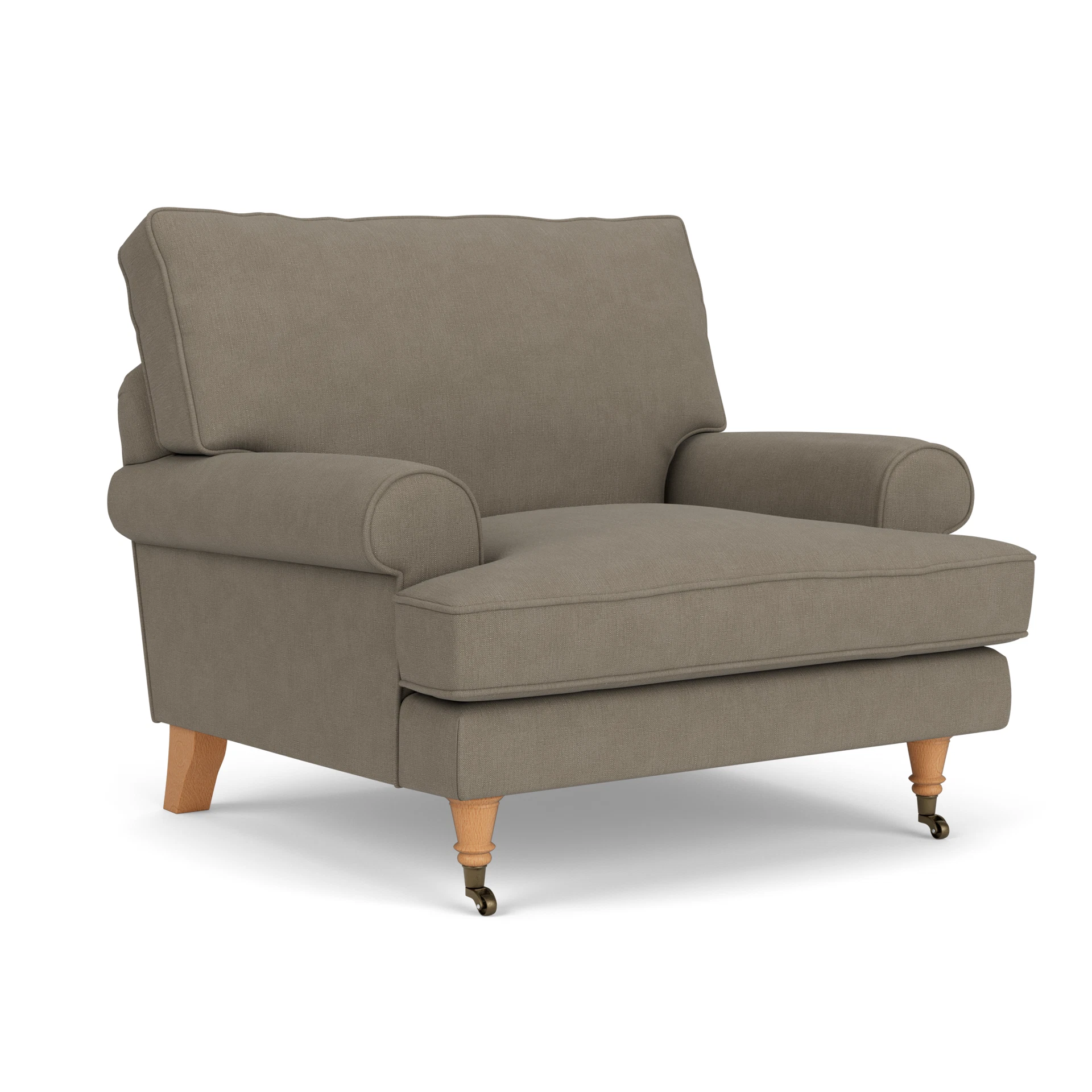 Stewart Armchair in House Linen Mix - Mid Grey with Light legs