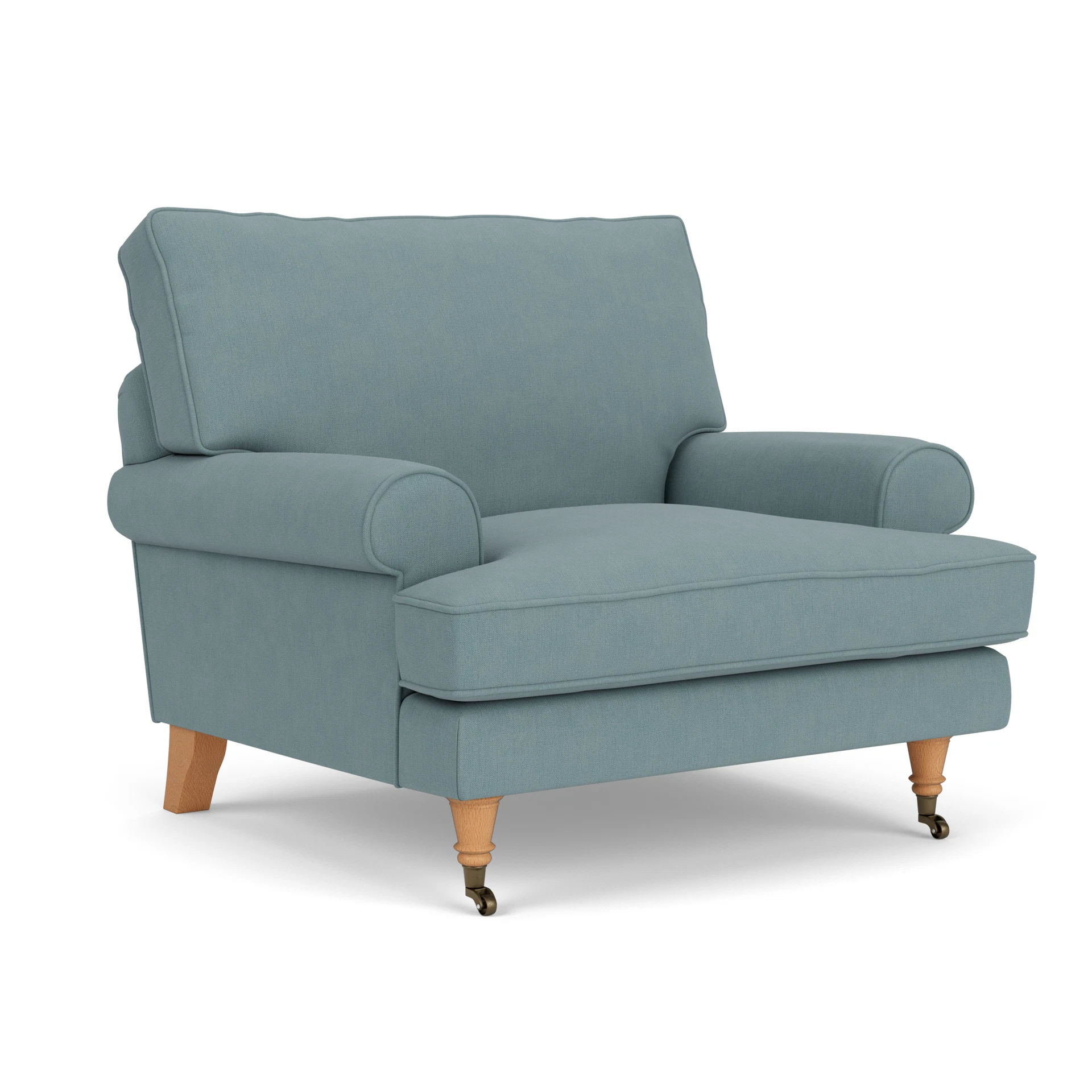 Stewart Armchair in House Linen Mix - Sky Blue with Light legs