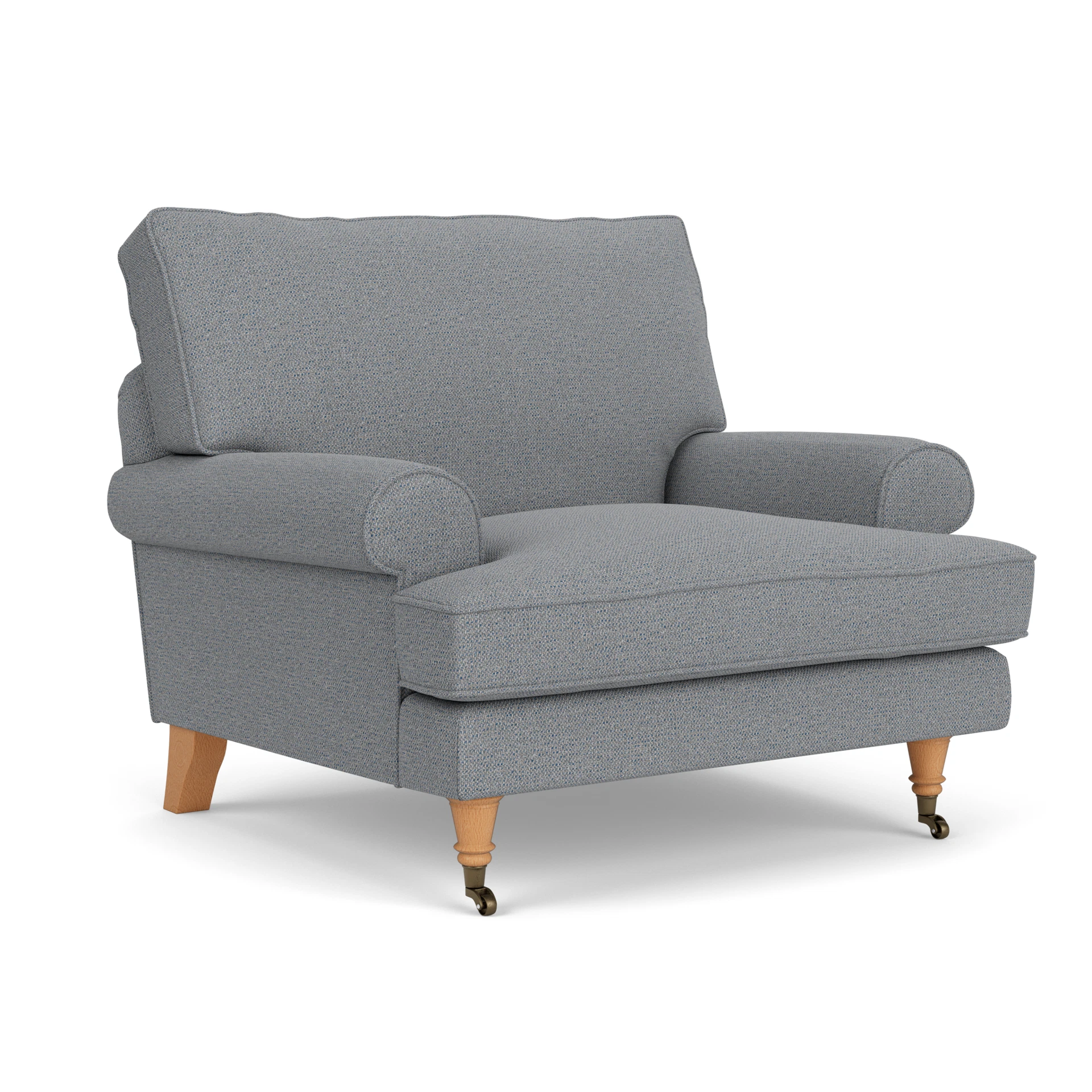 Stewart Armchair in House Weave - Blue Marl with Light legs
