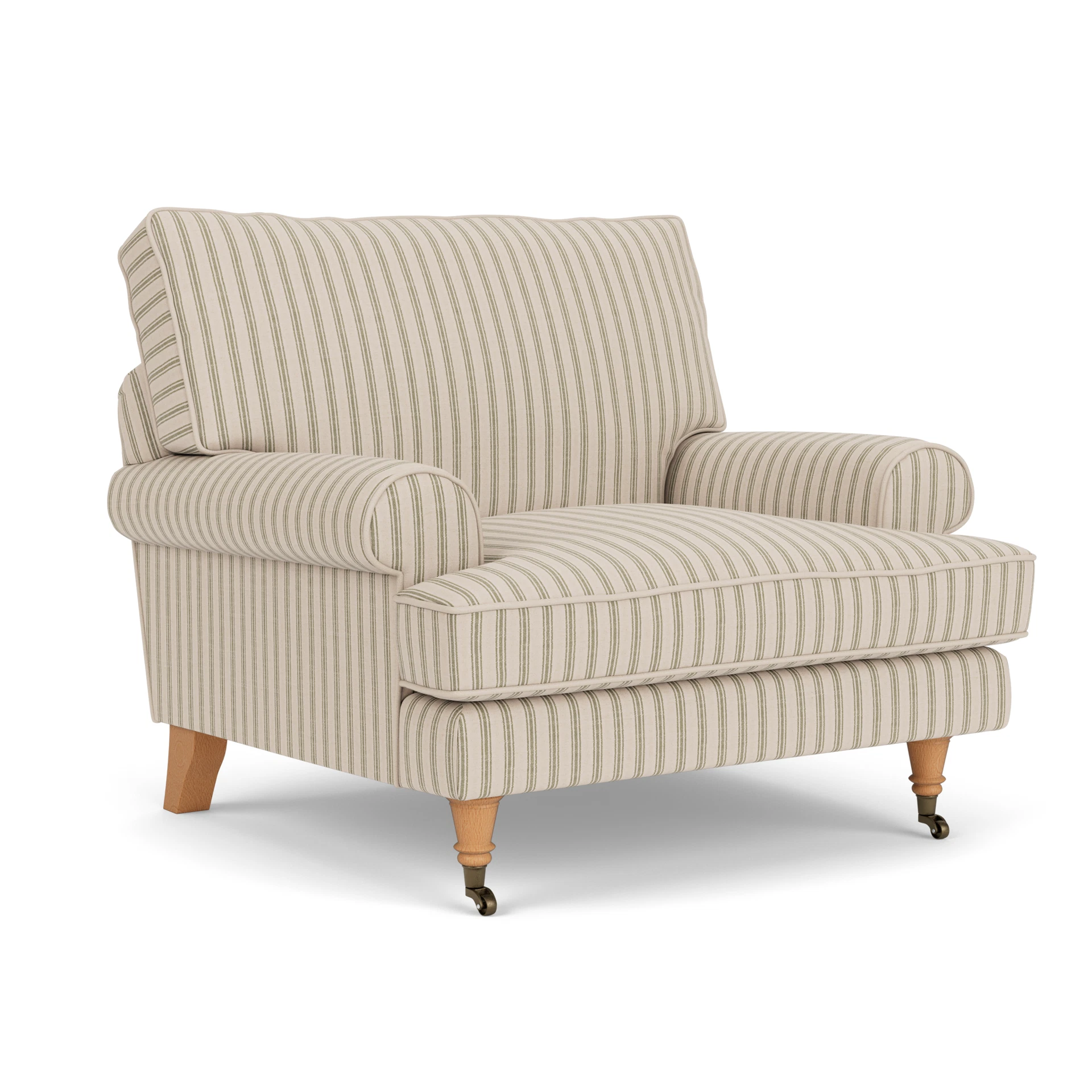 Stewart Armchair in Kingham Stripe - Sage with Light legs