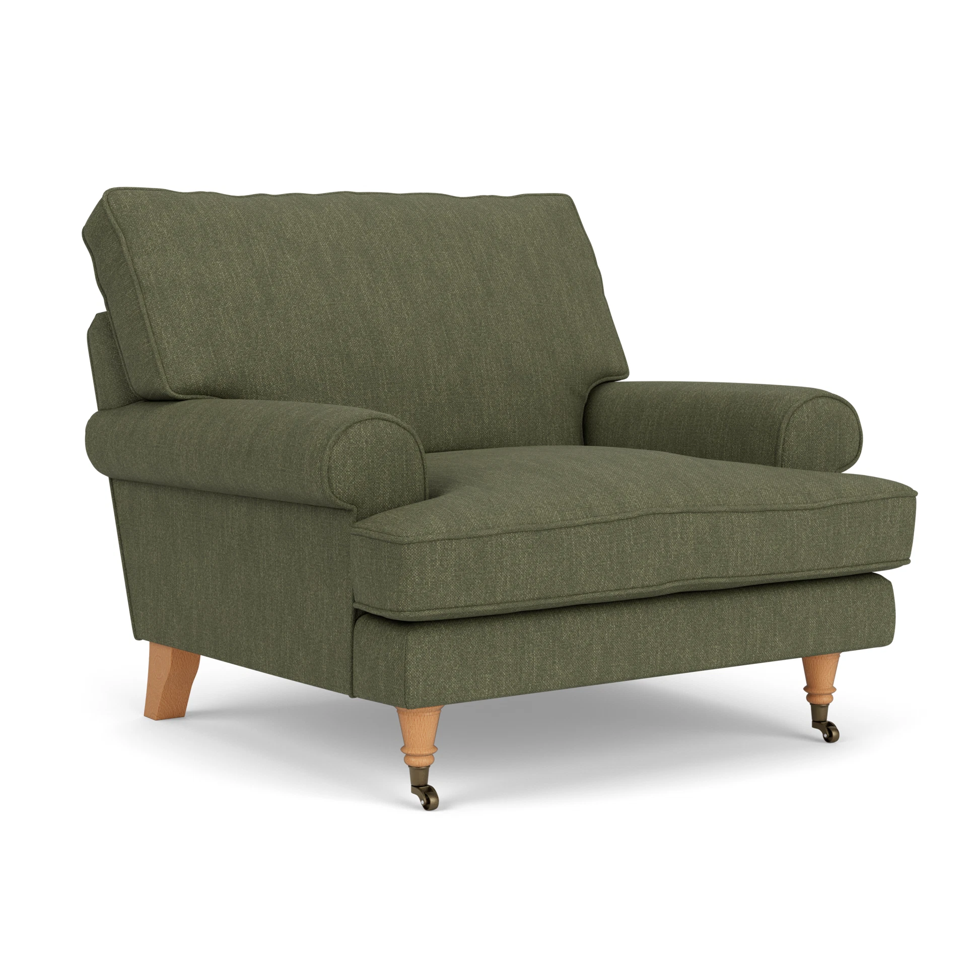 Stewart Armchair in Luxury Italian Linen - Fern with Light legs