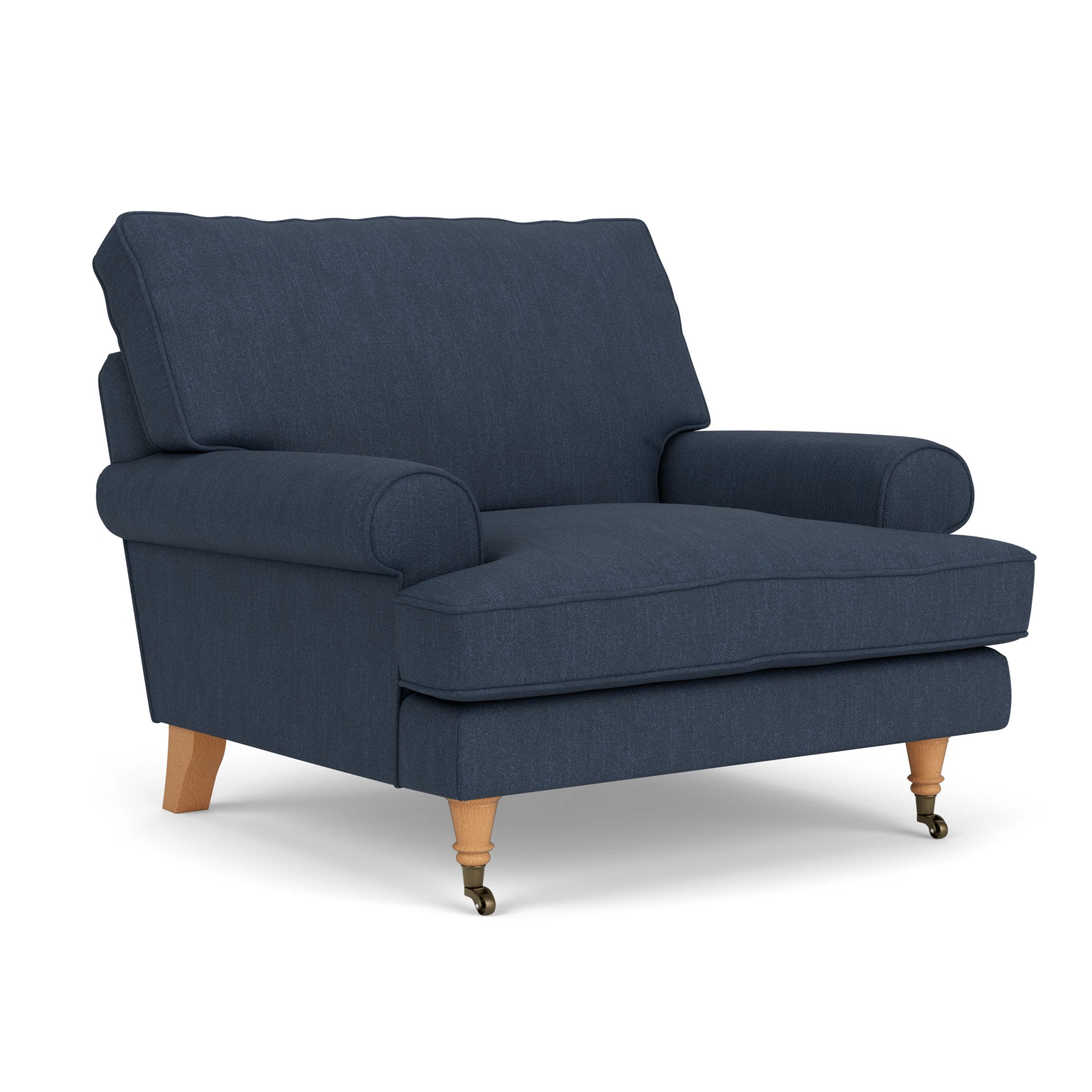 Stewart Armchair in Luxury Italian Linen - Indigo with Light legs
