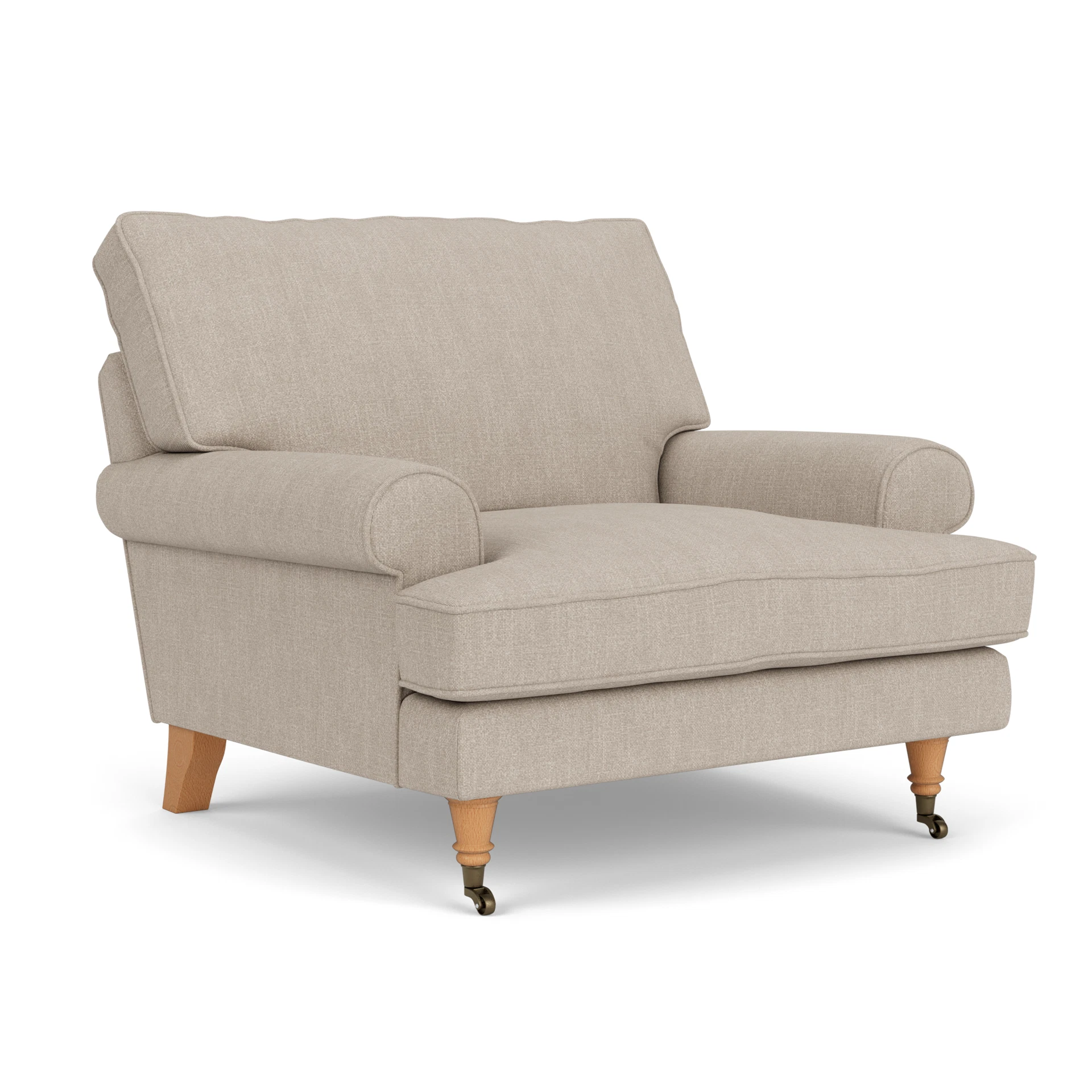 Stewart Armchair in Luxury Italian Linen - Natural with Light legs