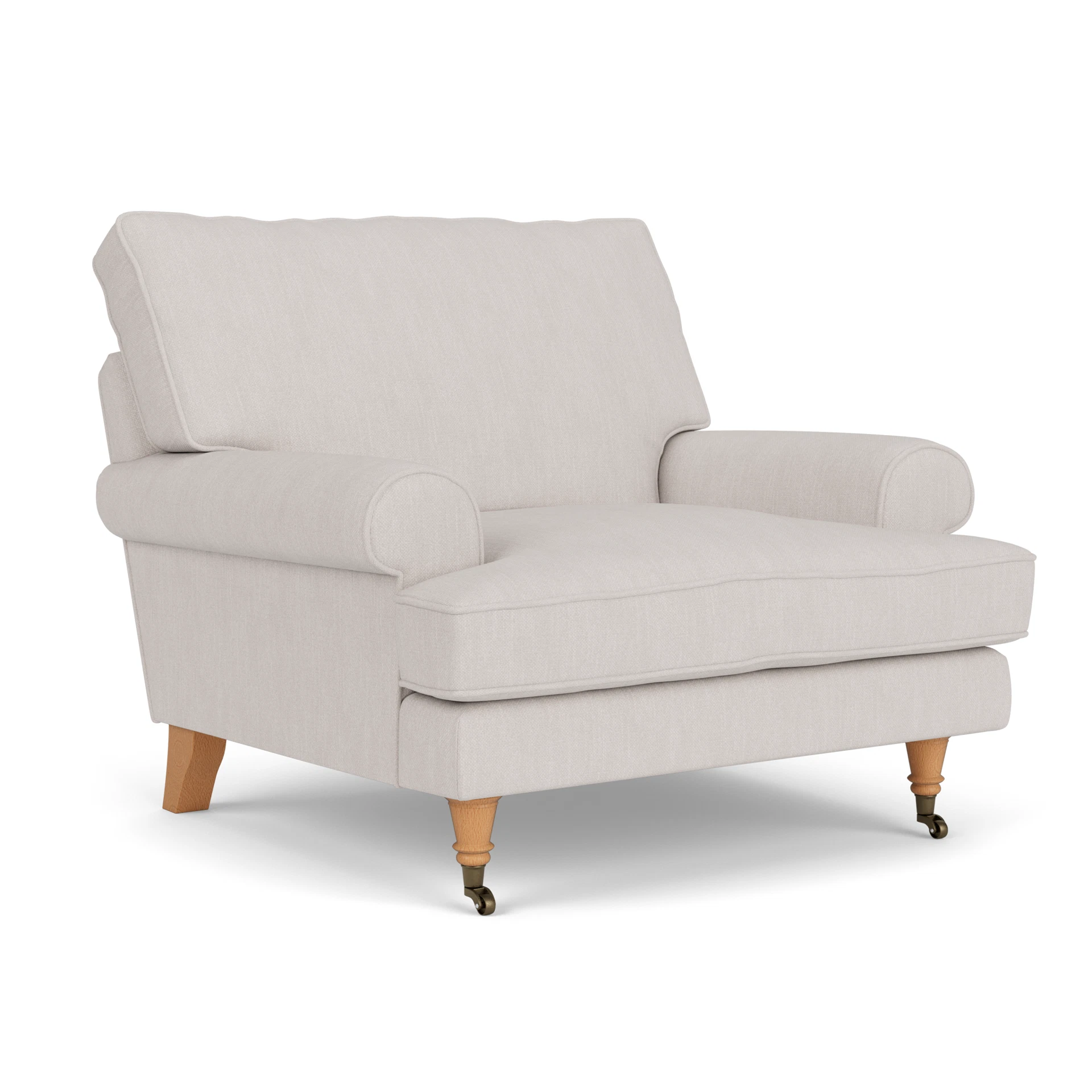Stewart Armchair in Luxury Italian Linen - Soft White with Light legs