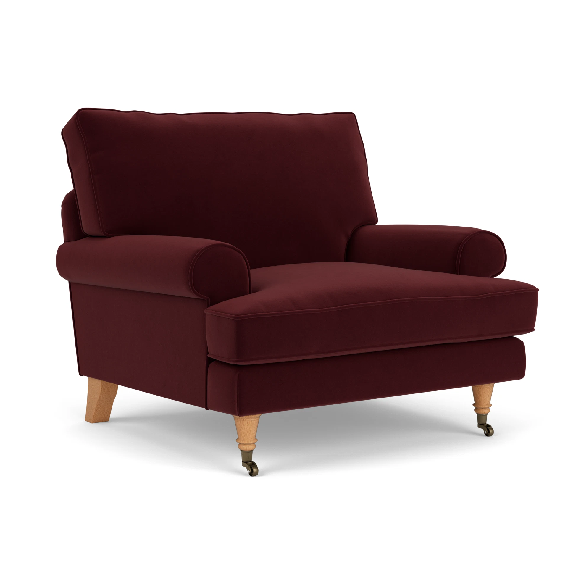 Stewart Armchair in Matt Velvet - Dark Rosehip with Light legs