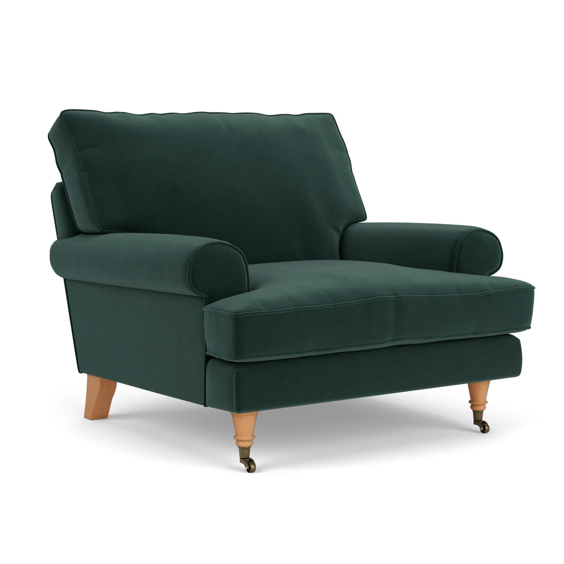Stewart Armchair in Matt Velvet - Lake with Light legs