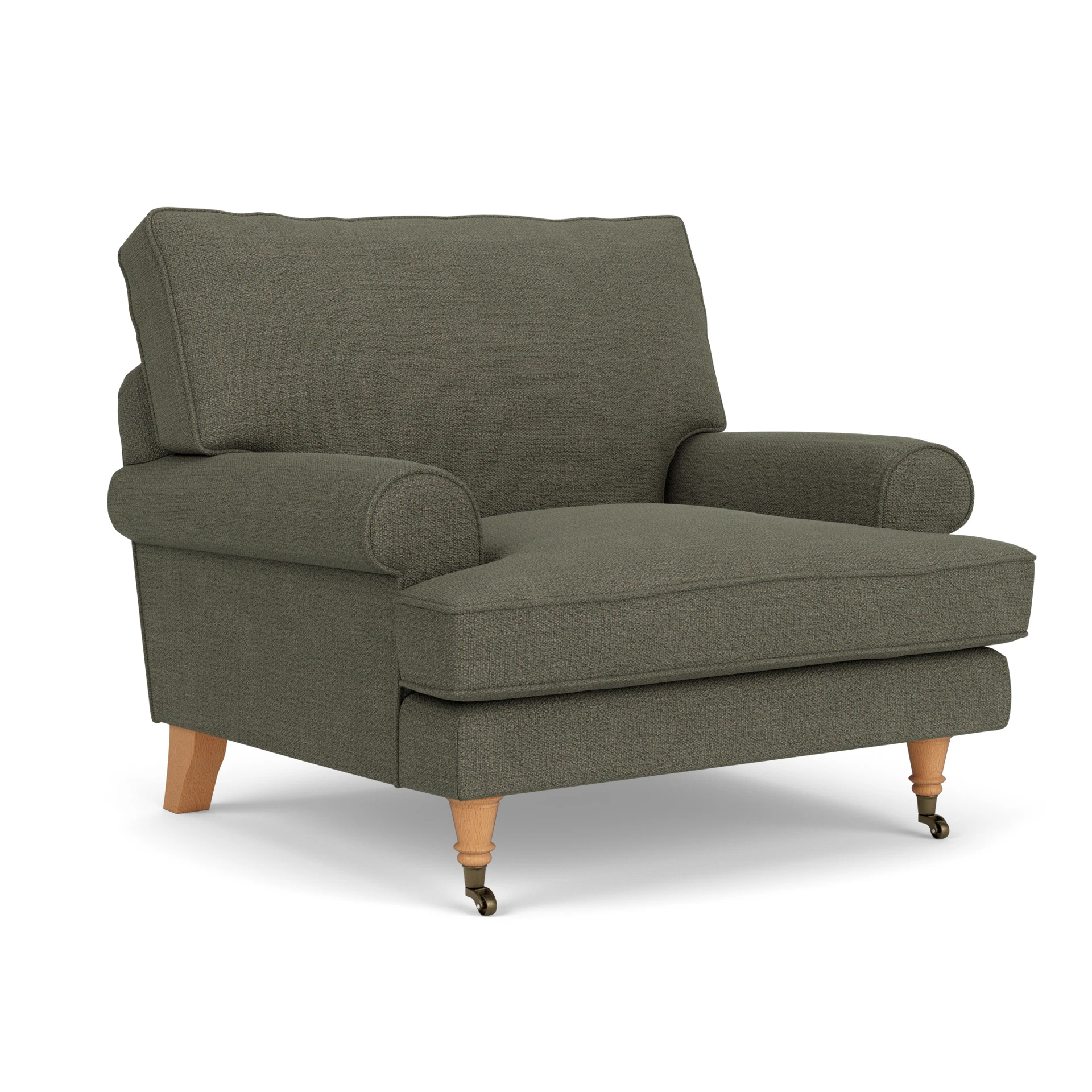 Stewart Armchair in Rustic Weave - Deep Forest with Light legs