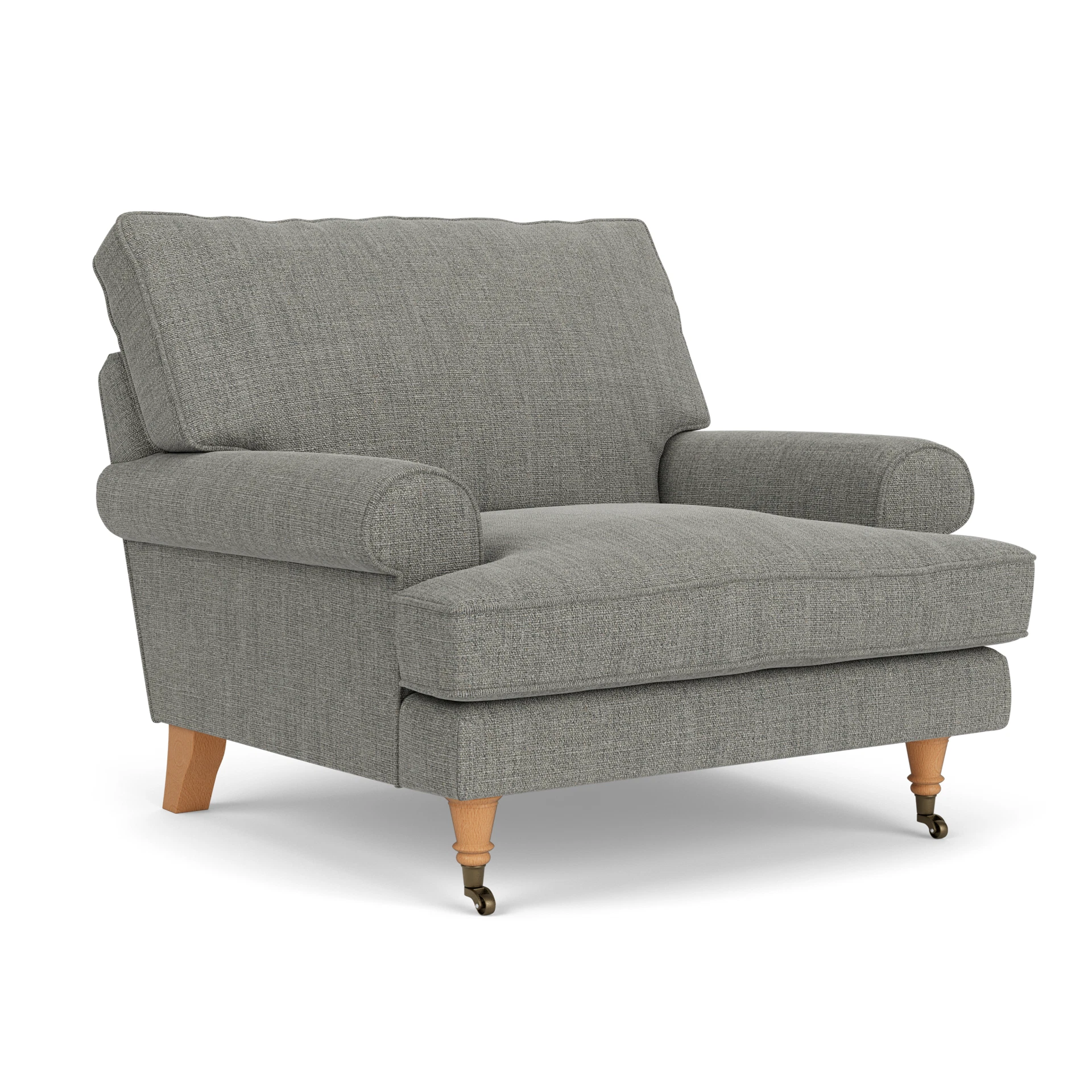 Stewart Armchair in Rustic Weave - Grey Marl with Light legs