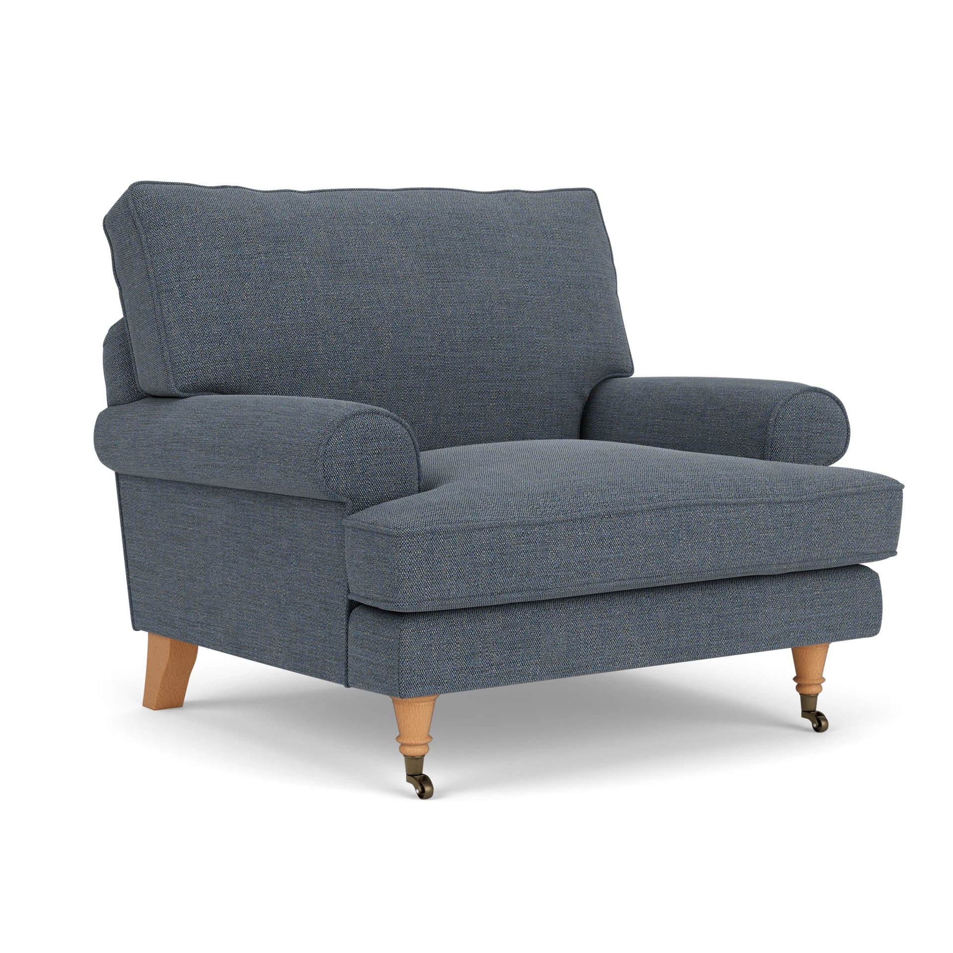 Stewart Armchair in Rustic Weave - Indigo with Light legs