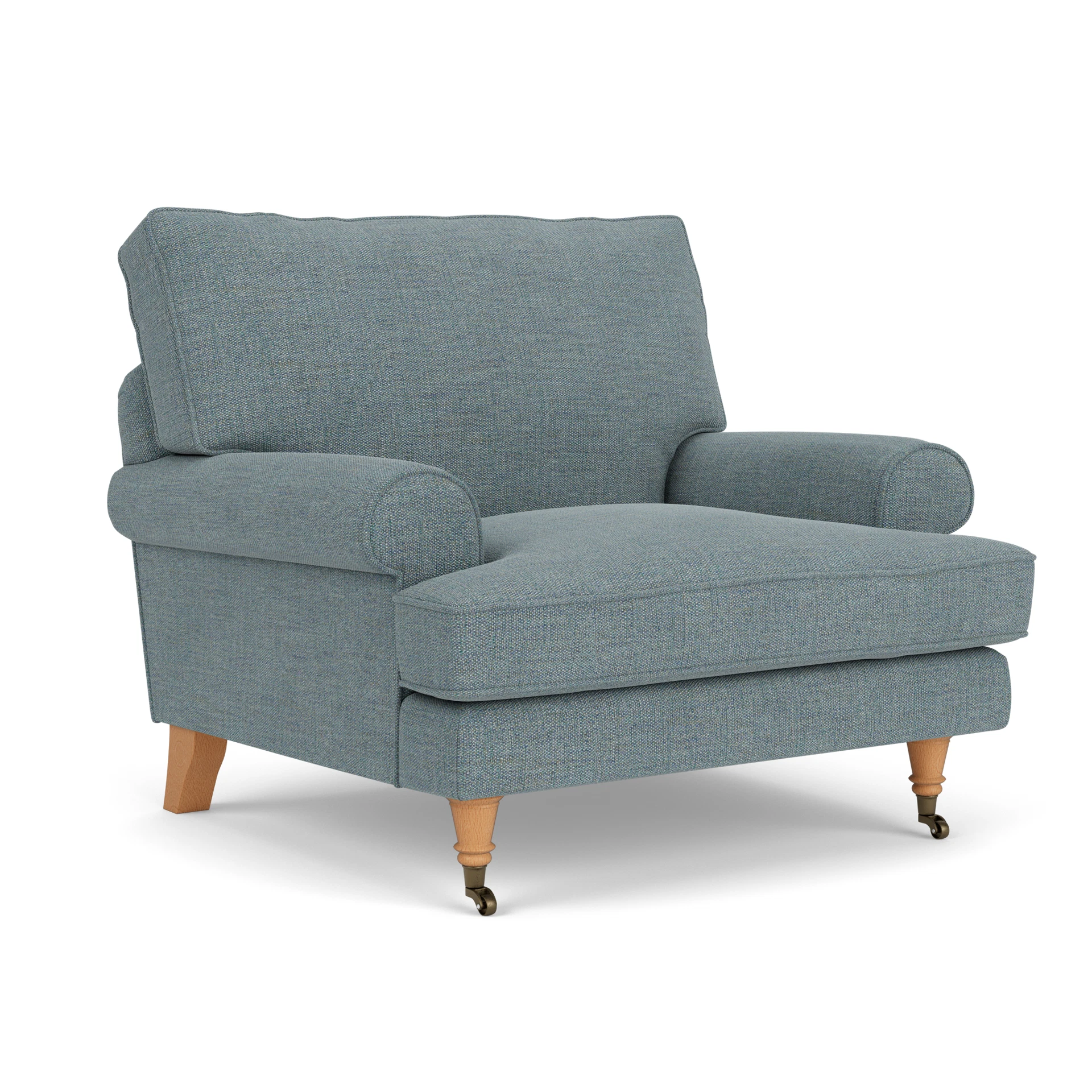 Stewart Armchair in Rustic Weave - Teal Marl with Light legs
