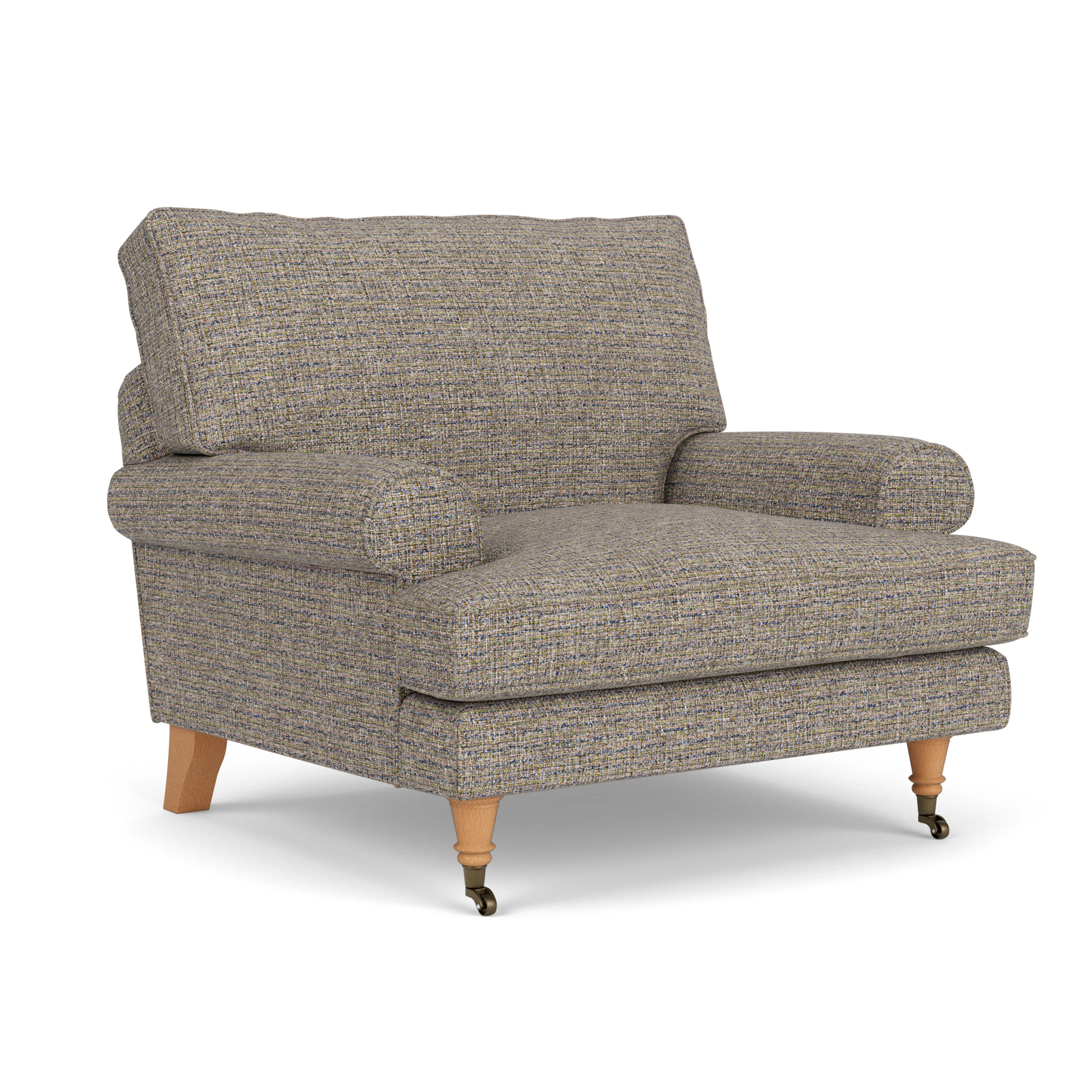 Stewart Armchair in Textured Weave - Shoreline Mix with Light legs