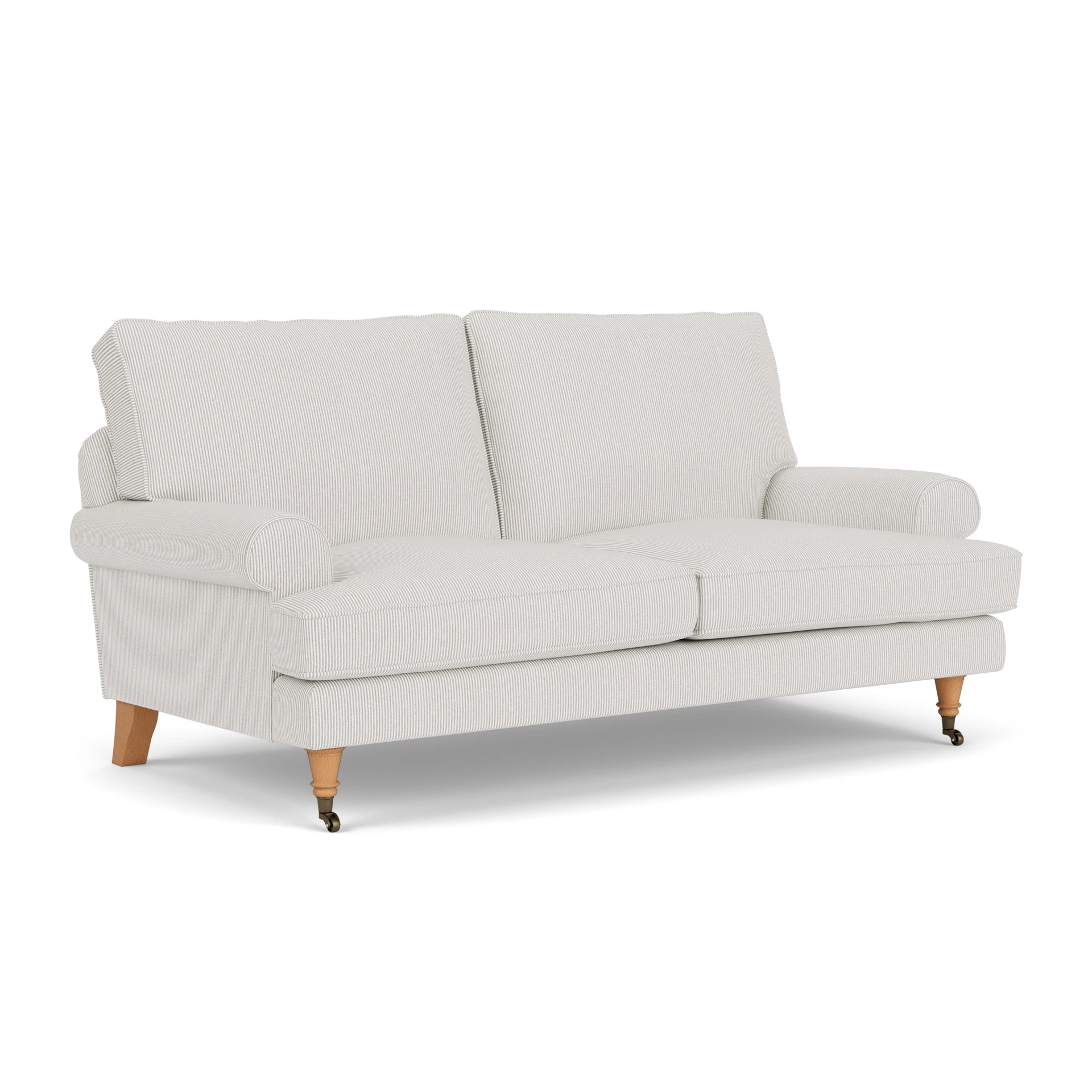 Stewart Large 2 Seater Sofa in Broadway Stripe - Grey with Light legs