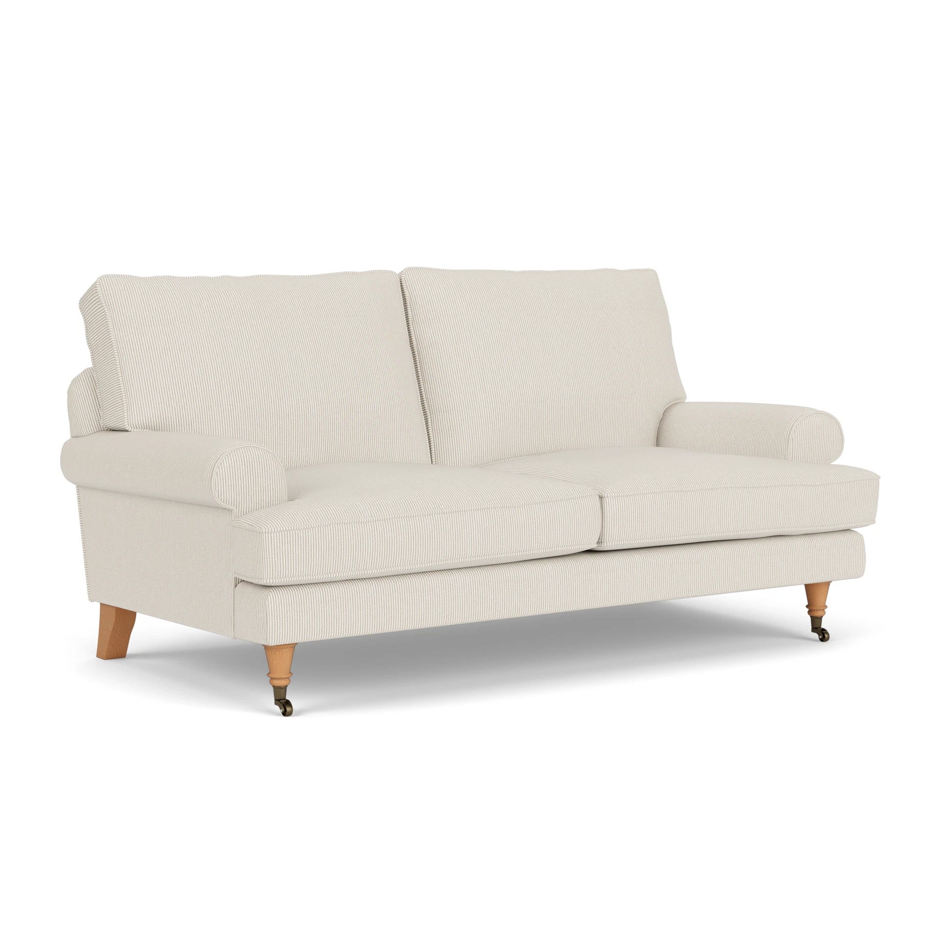Stewart Large 2 Seater Sofa in Broadway Stripe - Natural with Light legs