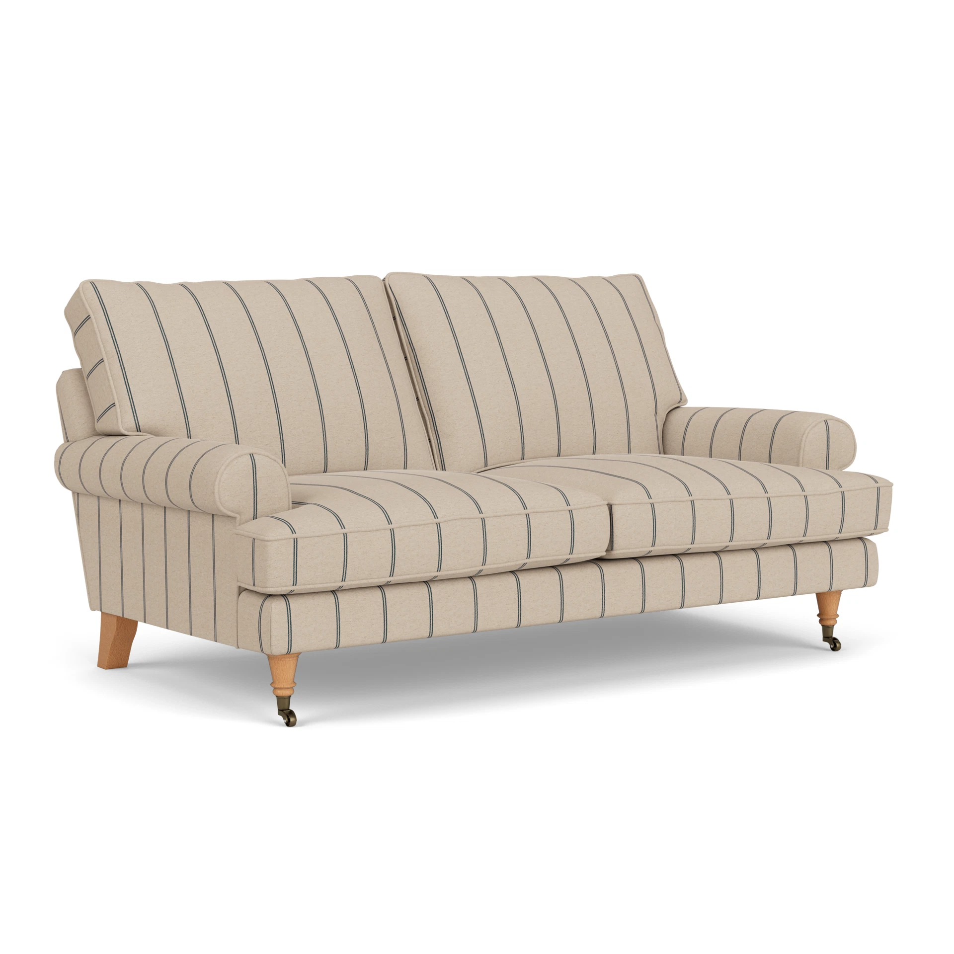 Stewart Large 2 Seater Sofa in Compton Stripe - Charcoal with Light legs