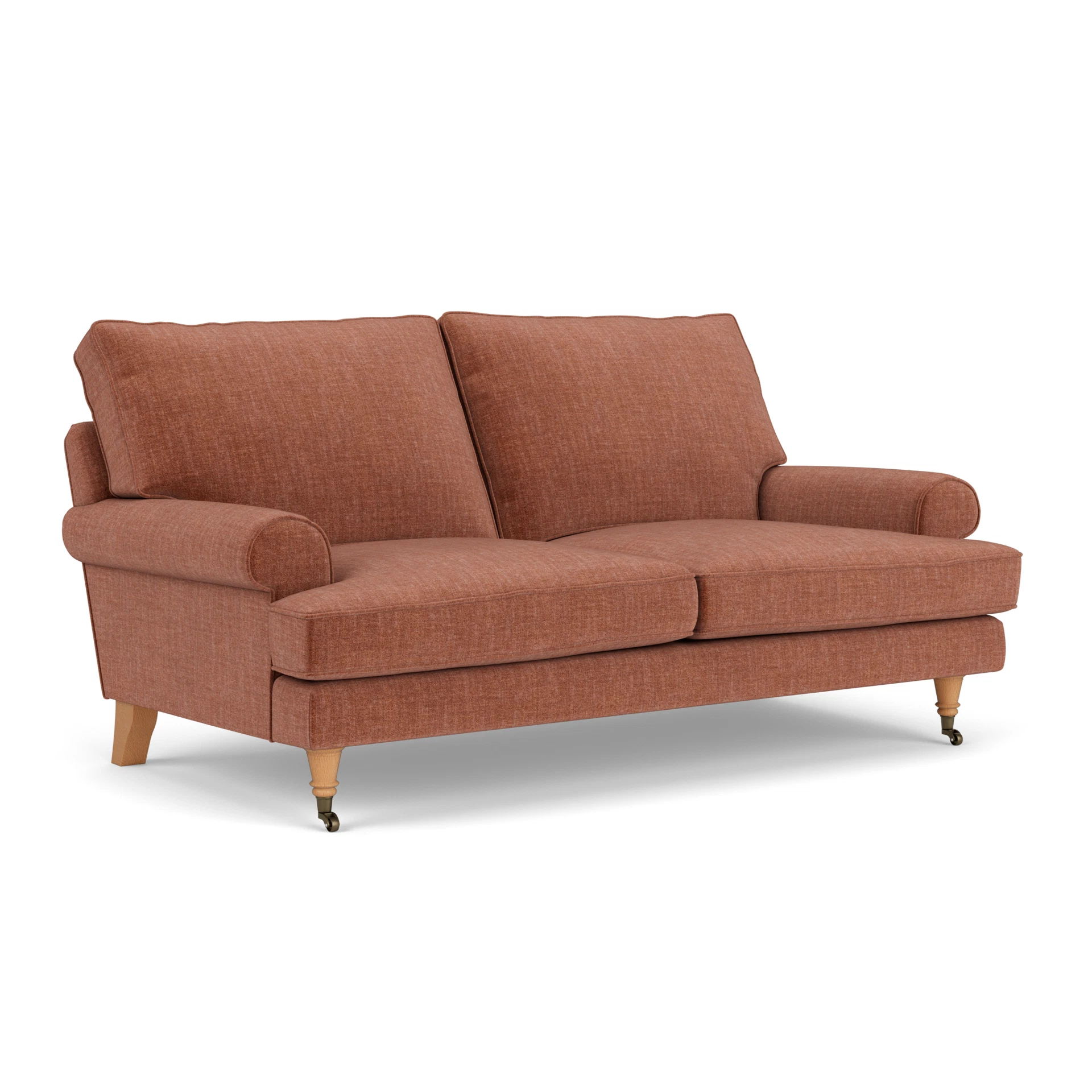 Stewart Large 2 Seater Sofa in Eco Chenille - Cinnamon with Light legs