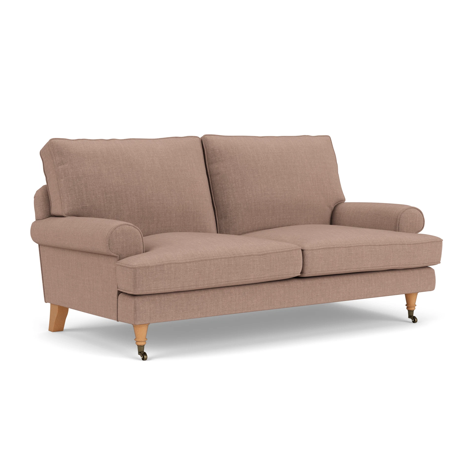 Stewart Large 2 Seater Sofa in Eco Chenille - Dusky Rose with Light legs