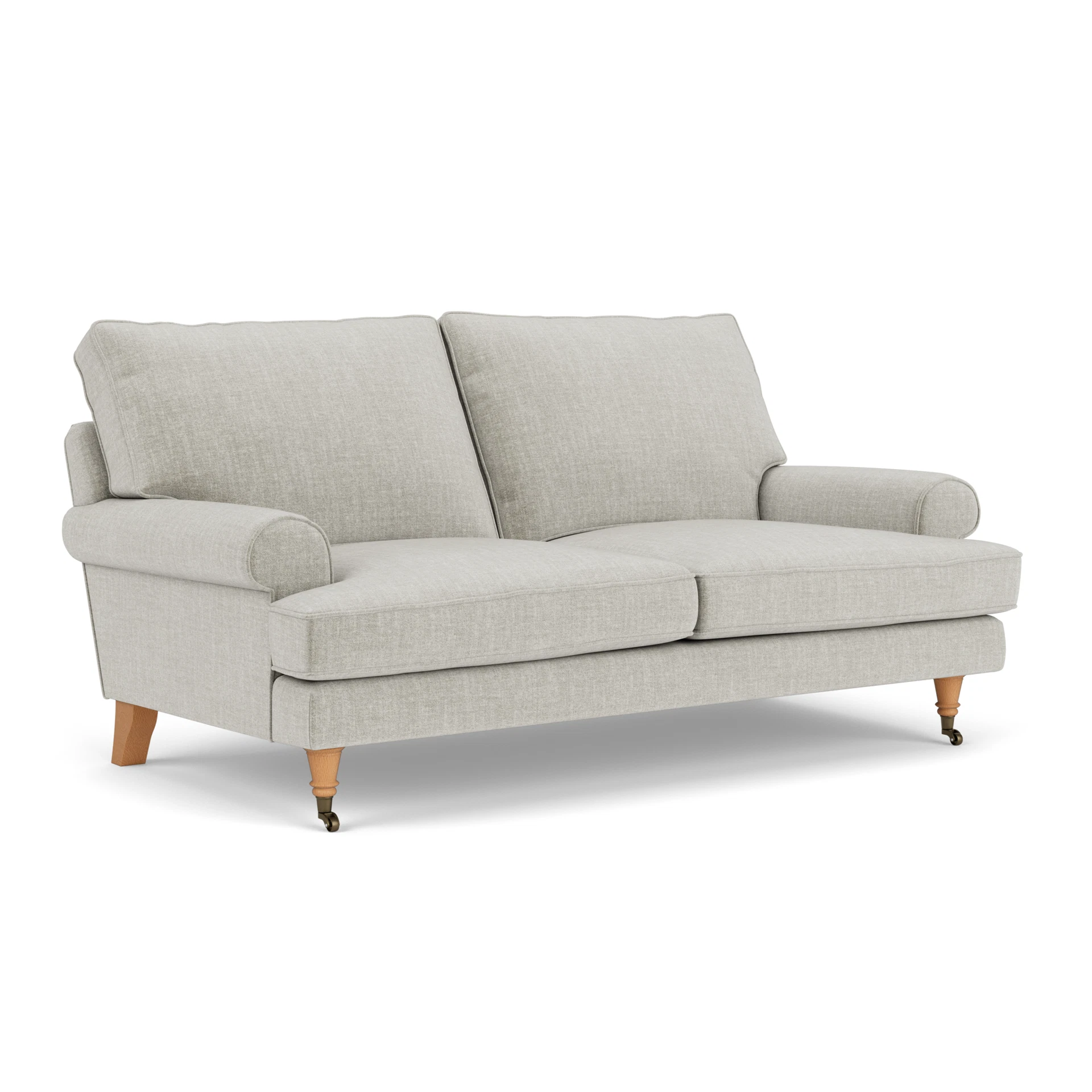 Stewart Large 2 Seater Sofa in Eco Chenille - Grey Mist with Light legs
