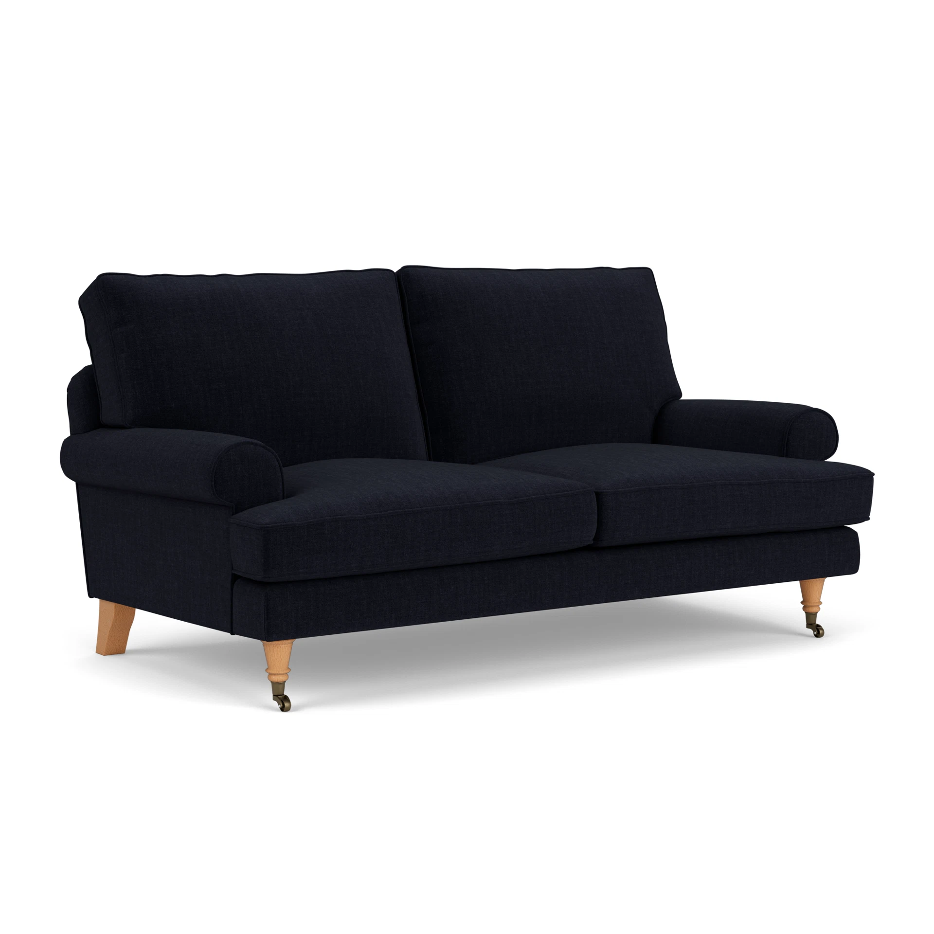 Stewart Large 2 Seater Sofa in Eco Chenille - Ink with Light legs