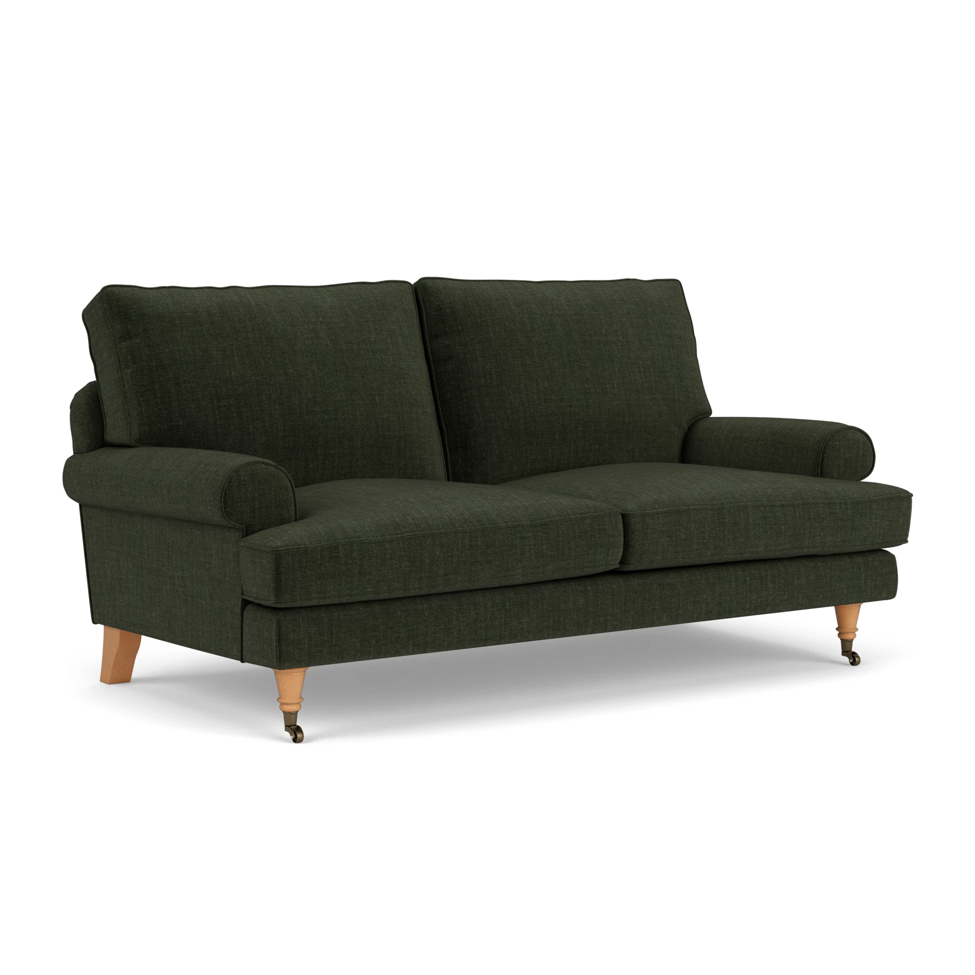 Stewart Large 2 Seater Sofa in Eco Chenille - Moss with Light legs