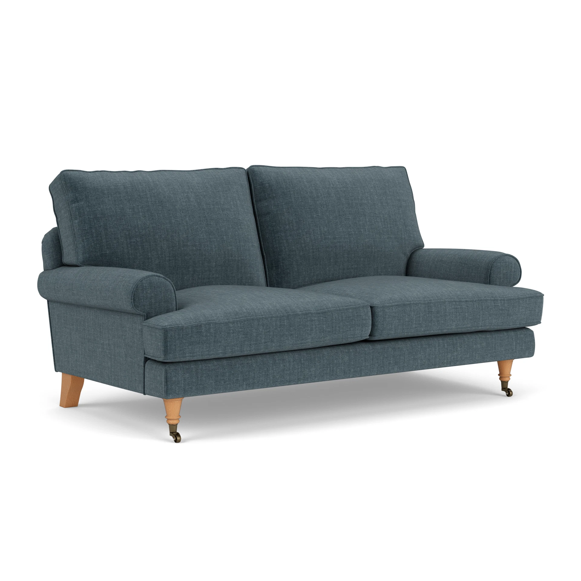 Stewart Large 2 Seater Sofa in Eco Chenille - Teal with Light legs