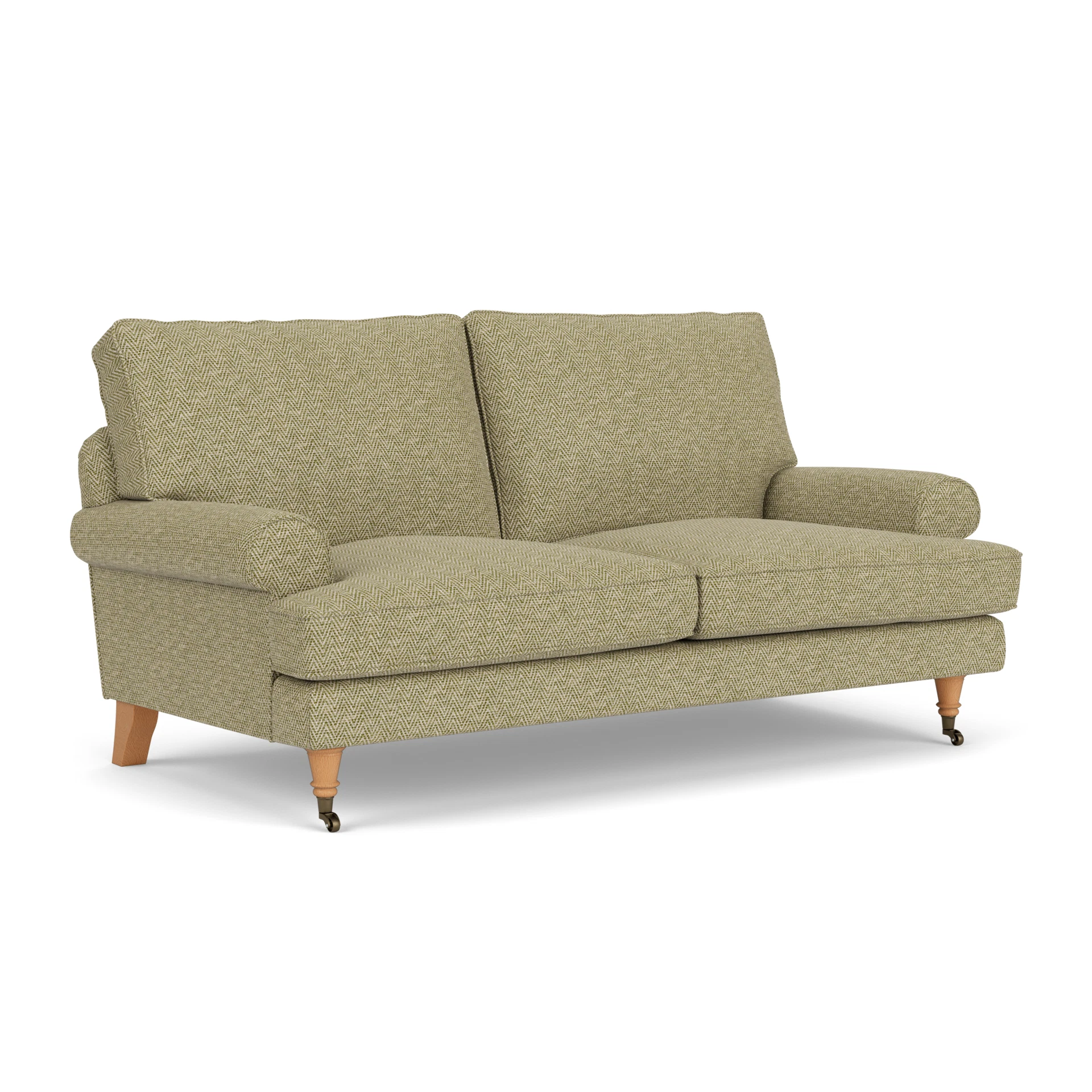 Stewart Large 2 Seater Sofa in Herringbone Weave - Apple with Light legs