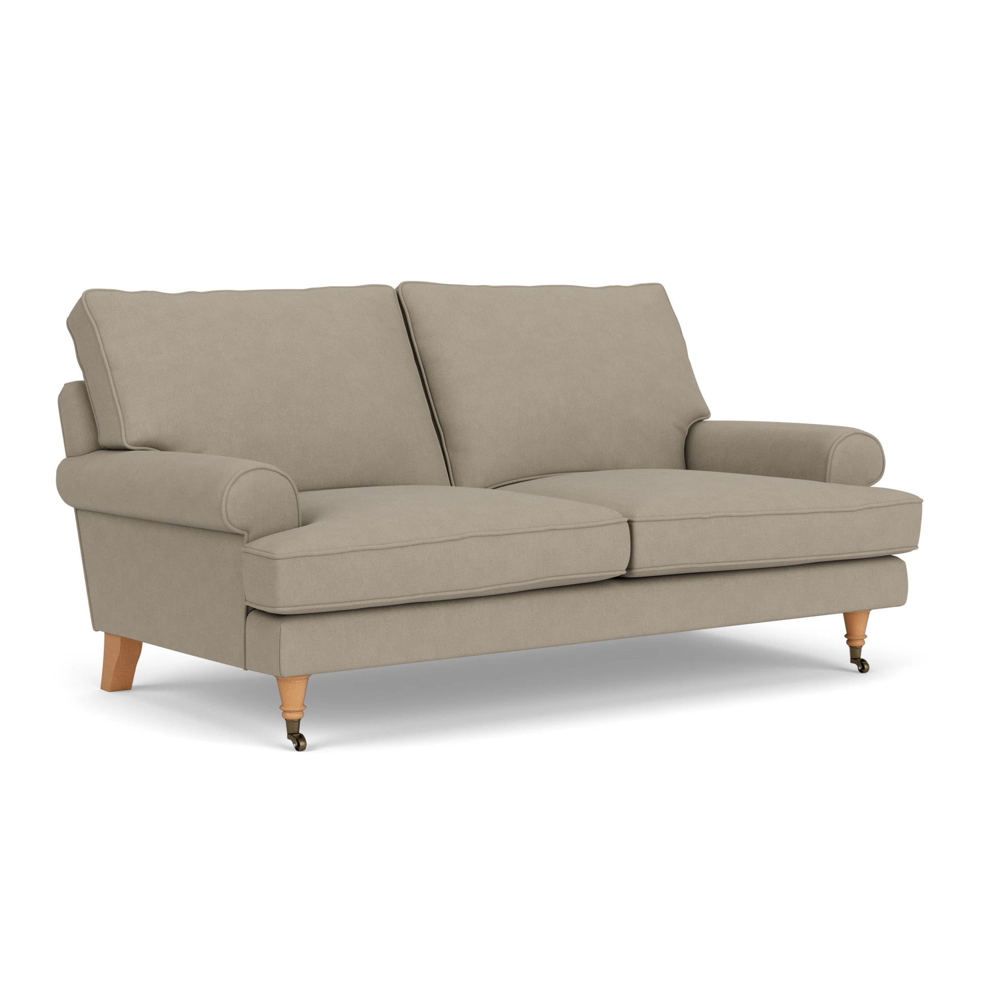 Stewart Large 2 Seater Sofa in House Linen Mix - Dove Grey with Light legs