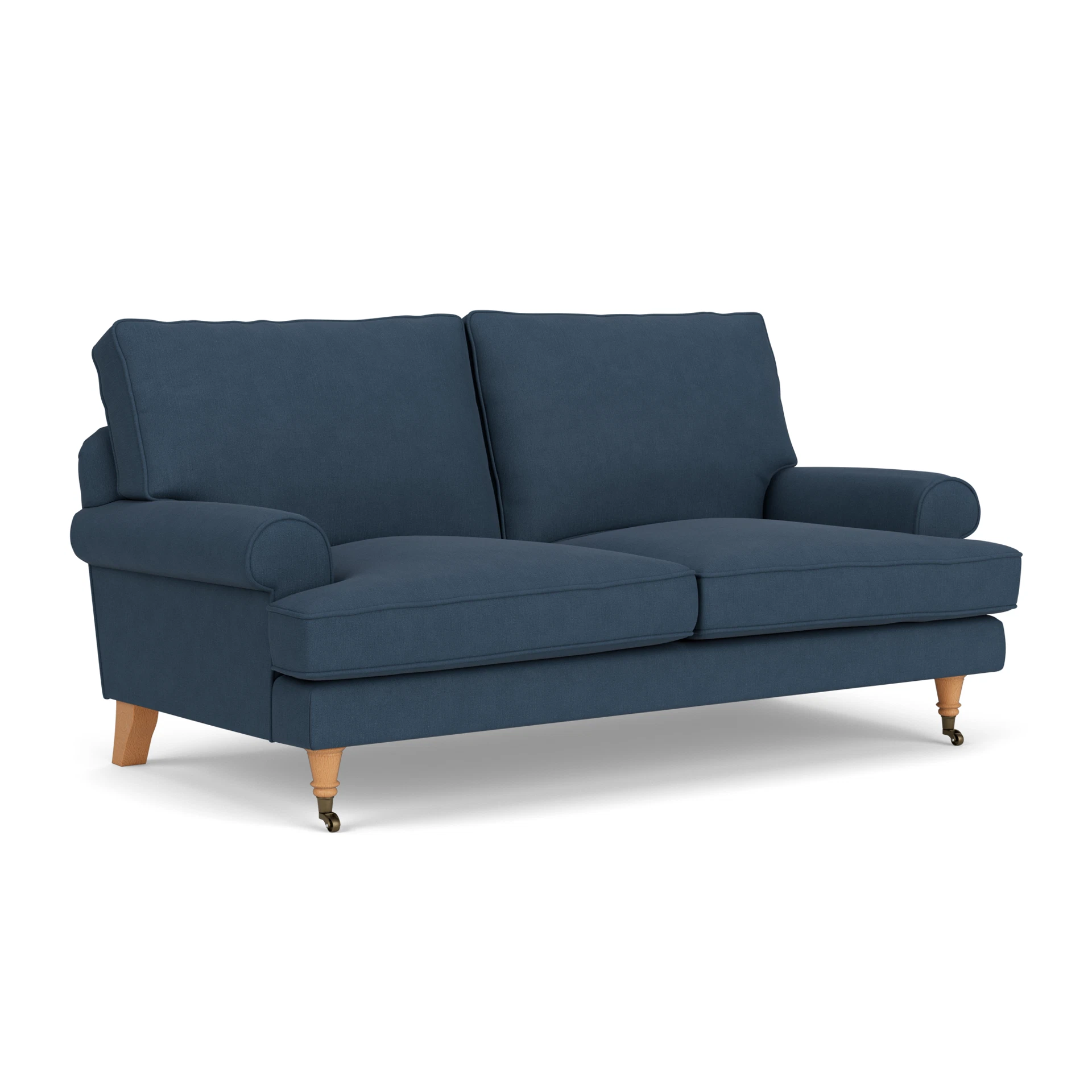 Stewart Large 2 Seater Sofa in House Linen Mix - Indigo with Light legs