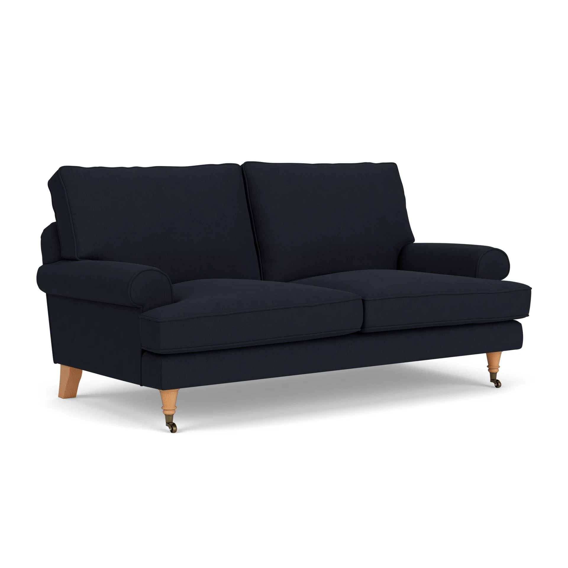 Stewart Large 2 Seater Sofa in House Linen Mix - Ink with Light legs
