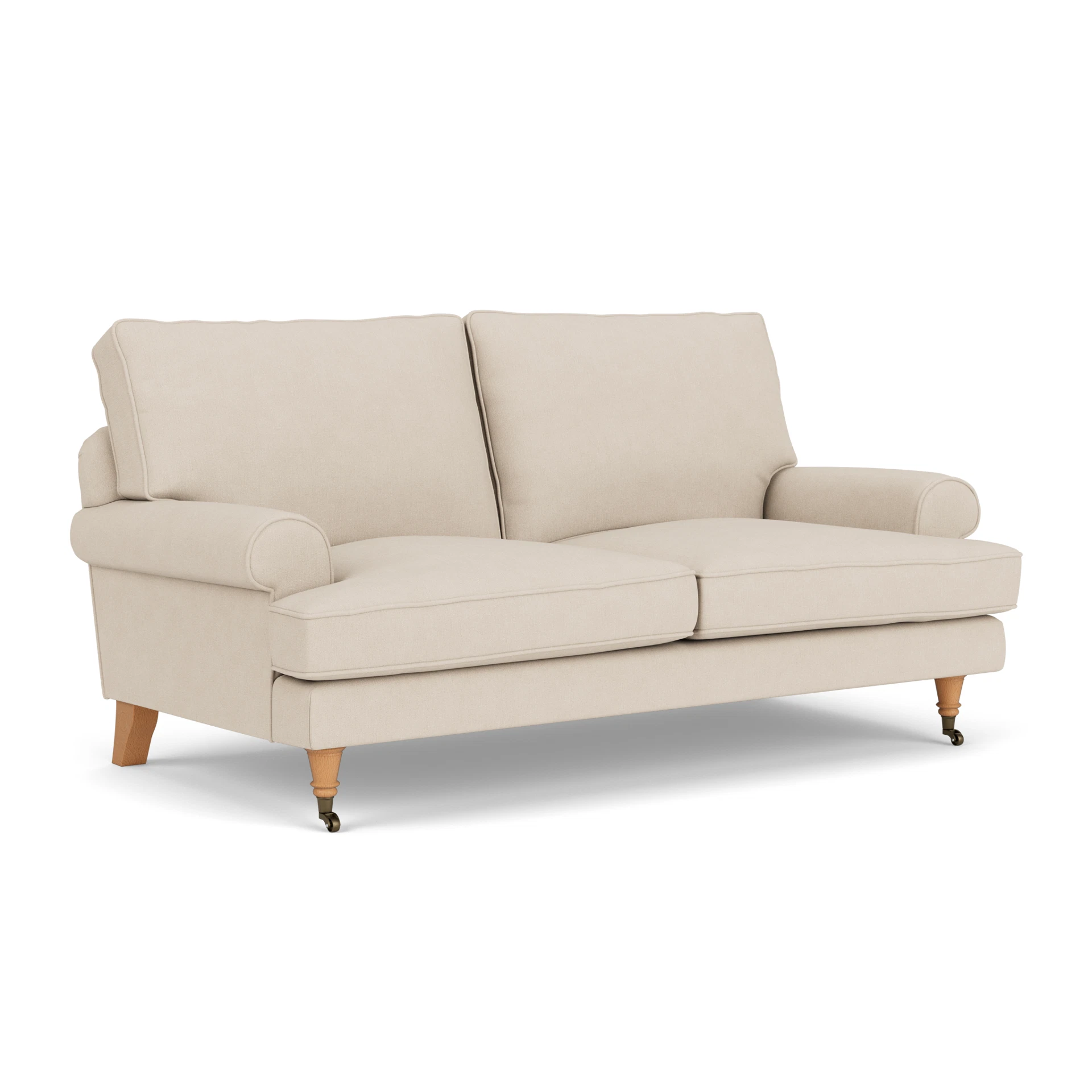 Stewart Large 2 Seater Sofa in House Linen Mix - Lily White with Light legs