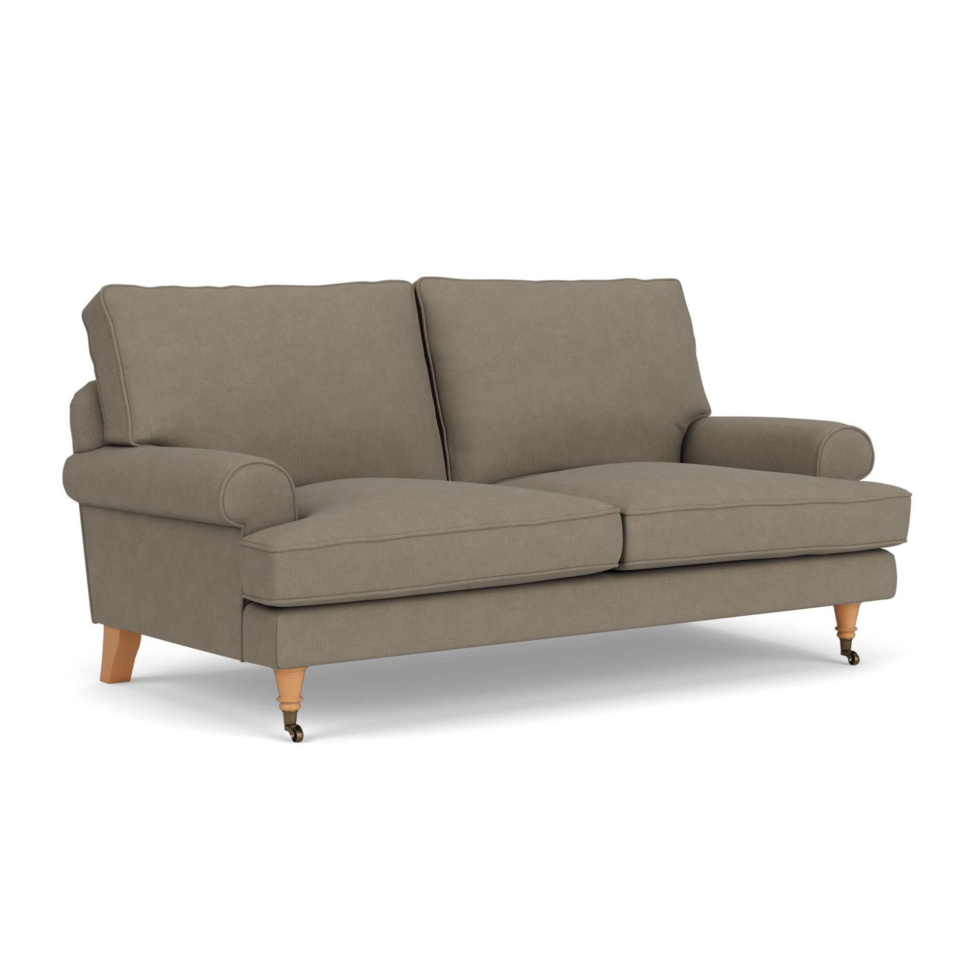 Stewart Large 2 Seater Sofa in House Linen Mix - Mid Grey with Light legs