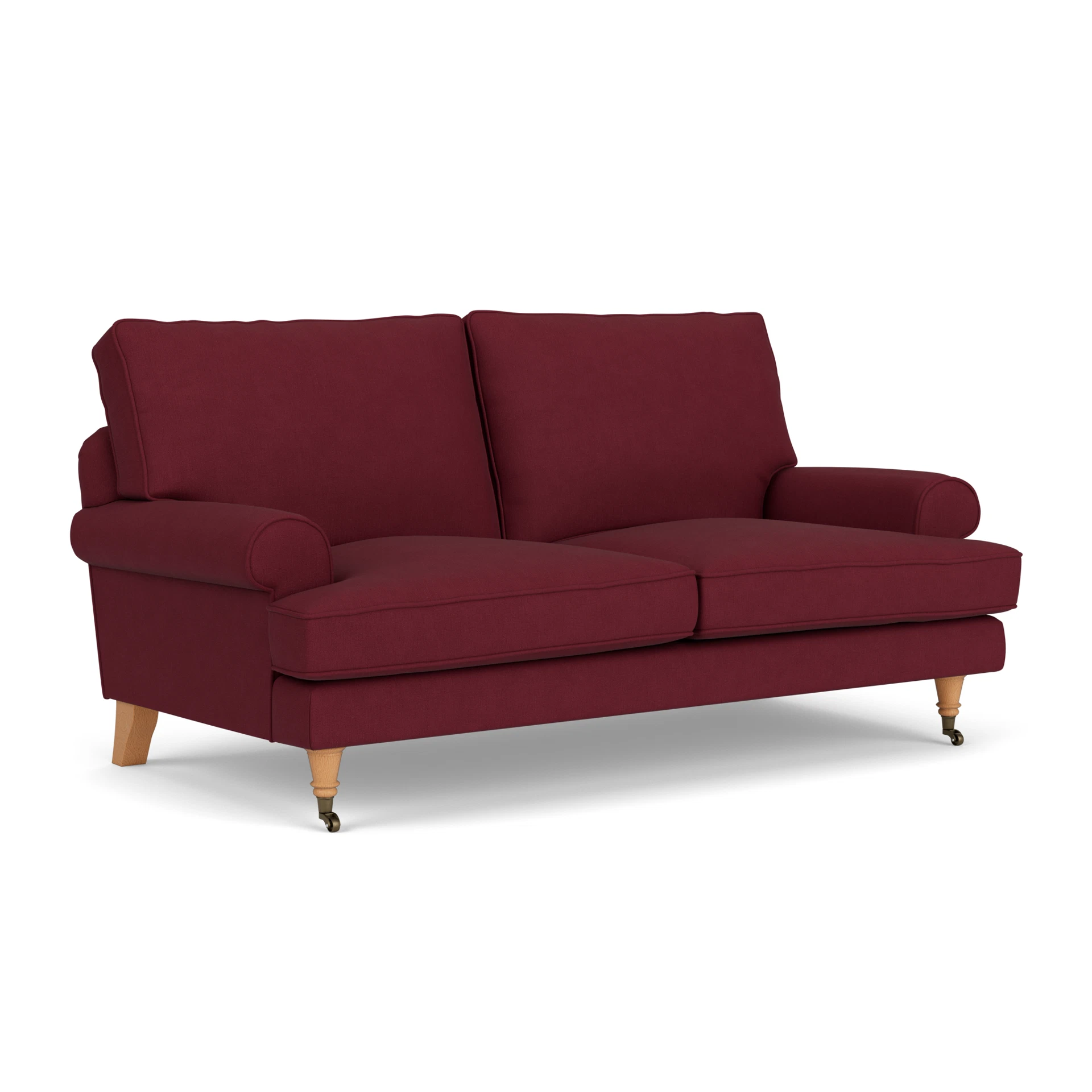 Stewart Large 2 Seater Sofa in House Linen Mix - Rosehip with Light legs