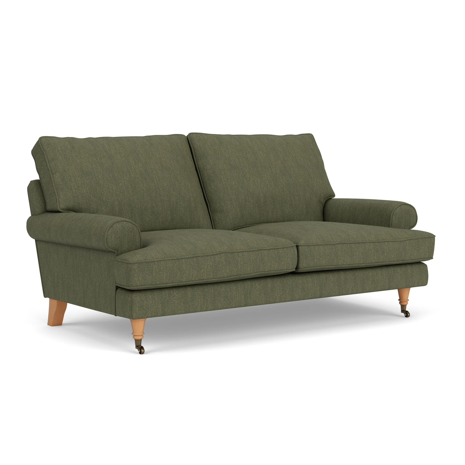 Stewart Large 2 Seater Sofa in Luxury Italian Linen - Fern with Light legs