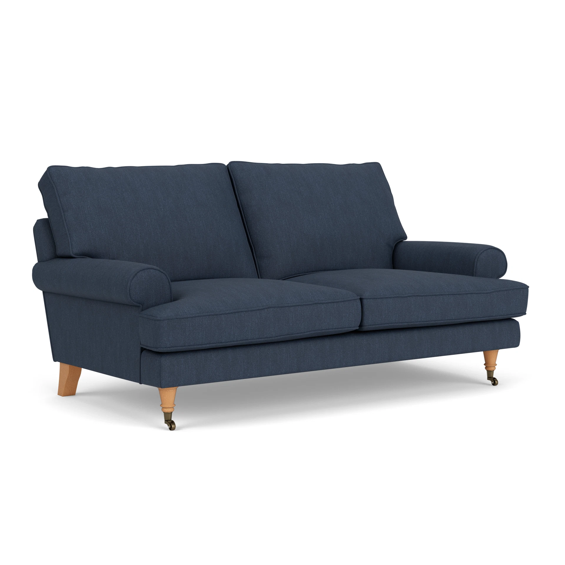 Stewart Large 2 Seater Sofa in Luxury Italian Linen - Indigo with Light legs