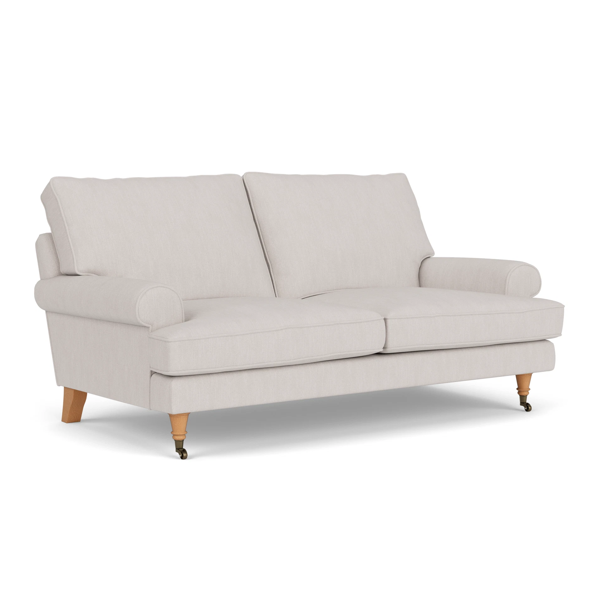 Stewart Large 2 Seater Sofa in Luxury Italian Linen - Soft White with Light legs