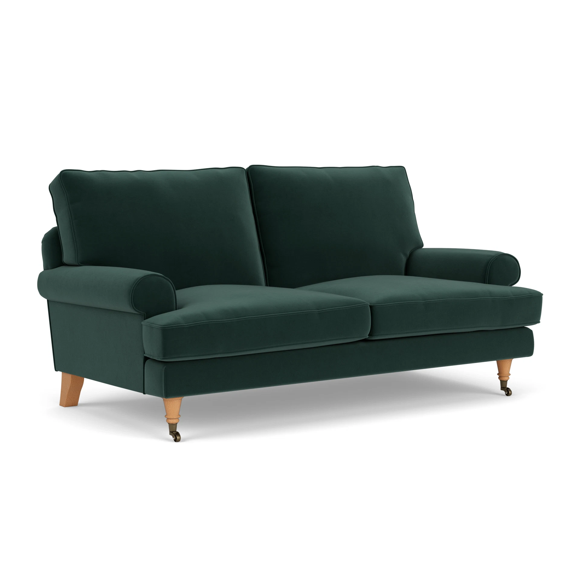 Stewart Large 2 Seater Sofa in Matt Velvet - Lake with Light legs