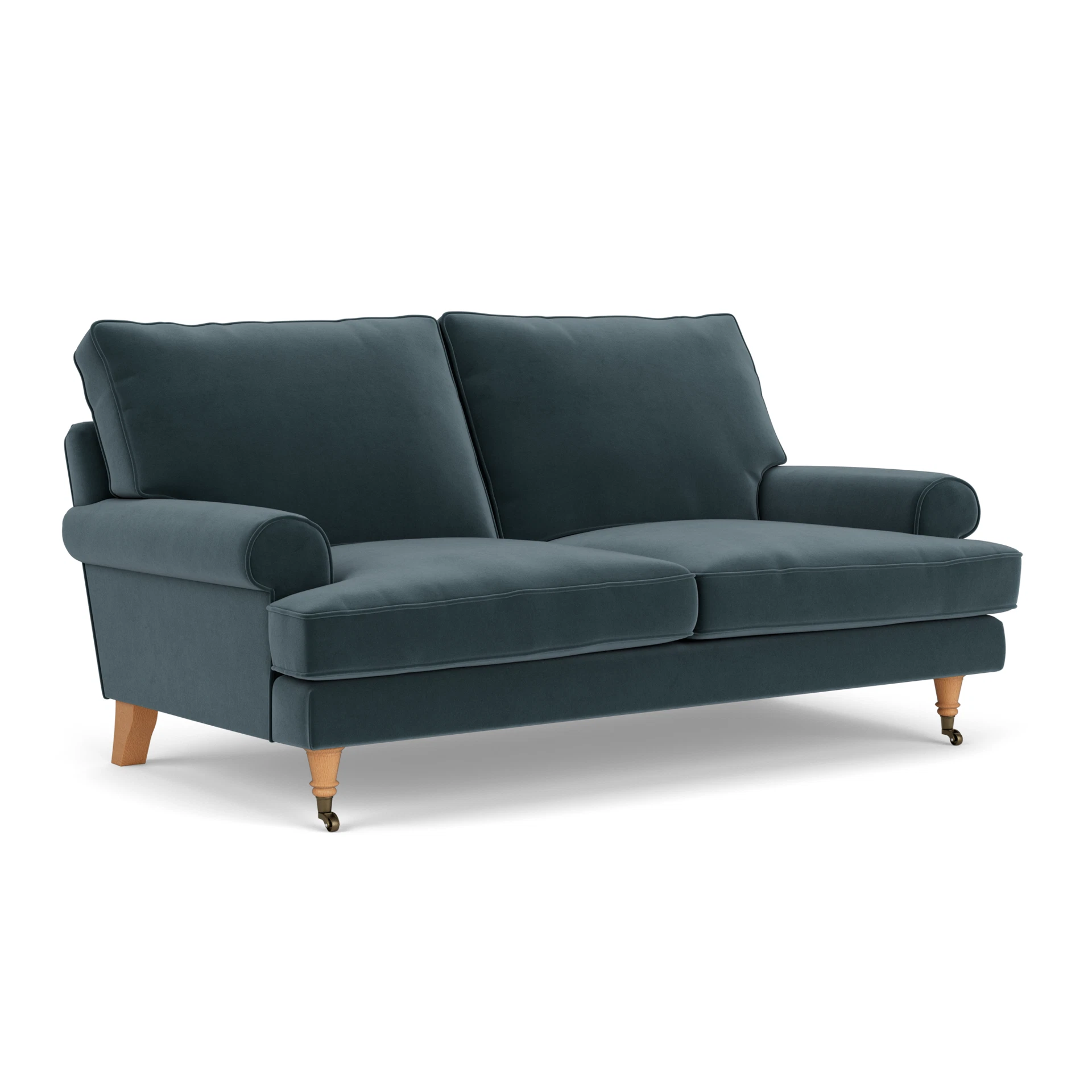 Stewart Large 2 Seater Sofa in Matt Velvet - Night Sky with Light legs