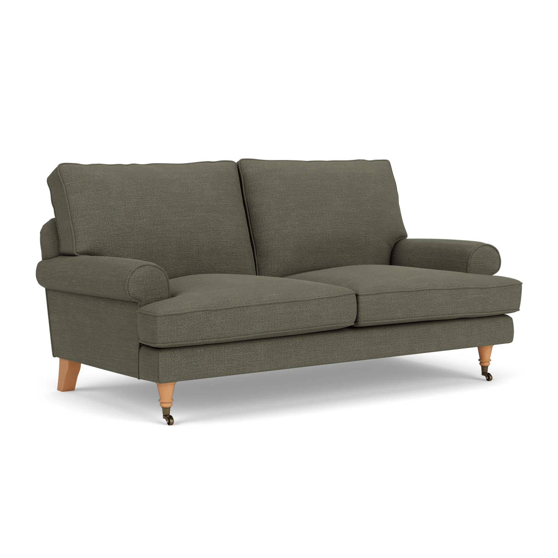 Stewart Large 2 Seater Sofa in Rustic Weave - Deep Forest with Light legs
