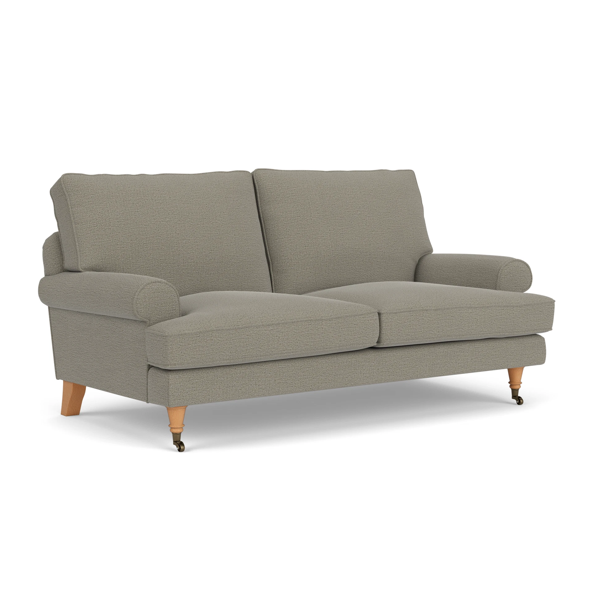 Stewart Large 2 Seater Sofa in Rustic Weave - Flax with Light legs